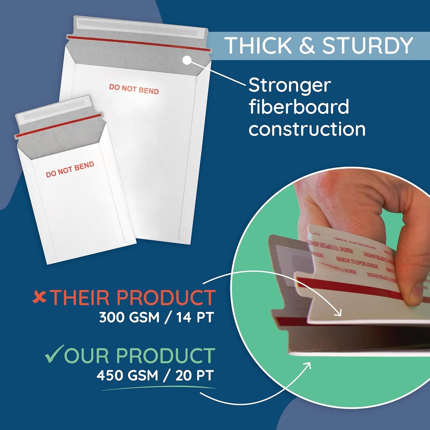 Blue Summit 50 Pack Rigid Mailers 9x12, Cardboard Envelopes, Do Not Bend Envelope, 9.75 x 12 Cardboard Mailer for cards, For Paper Document, Pictures, and Magazine