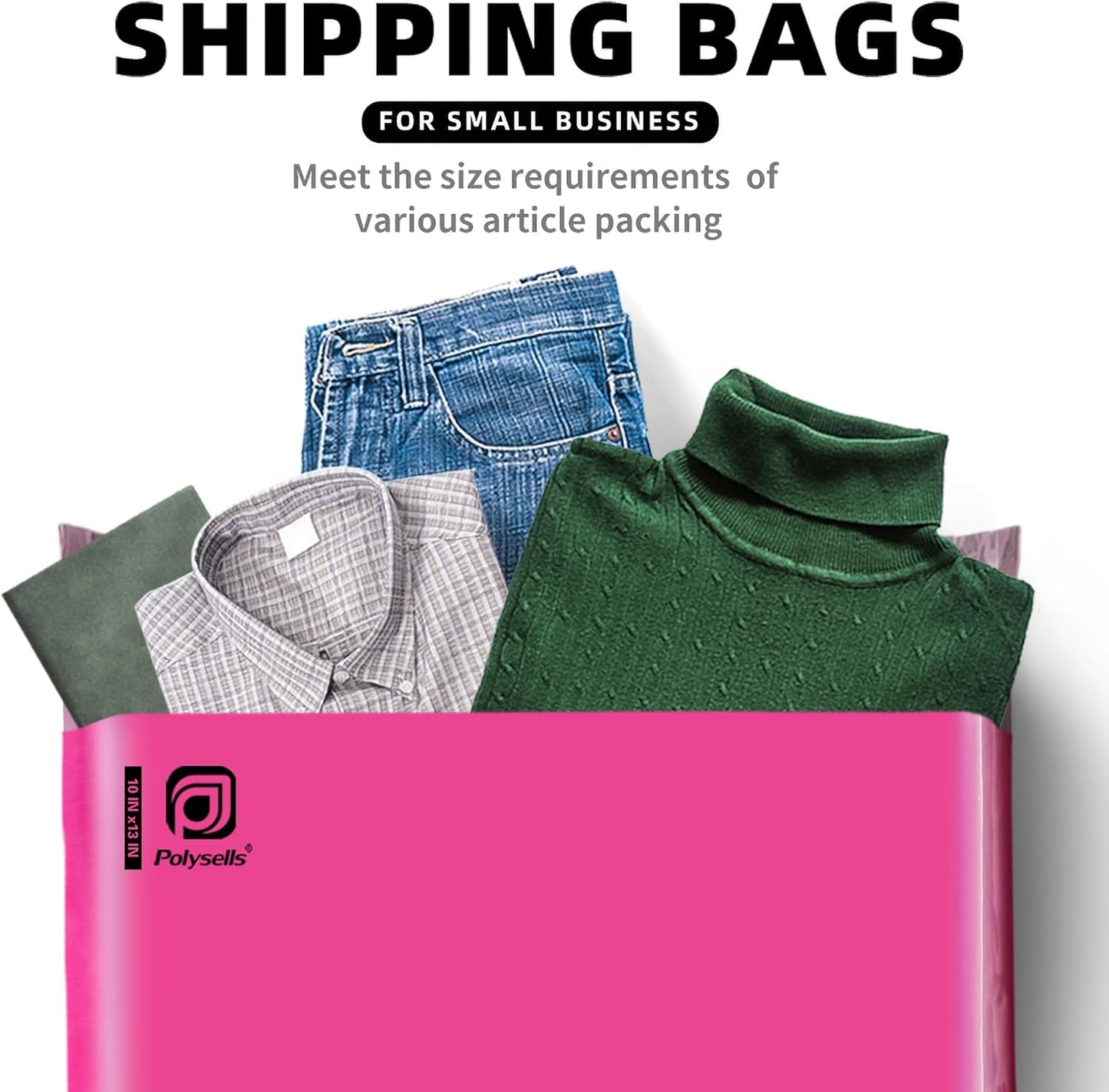 POLYSELLS 2000 pcs 10x13 Inches Pink Poly Mailers Shipping Envelopes, Strong Adhesive Sealing, Waterproof, and Tear-resistant Postal Mailing Bags for Clothing, Books, and Accessories