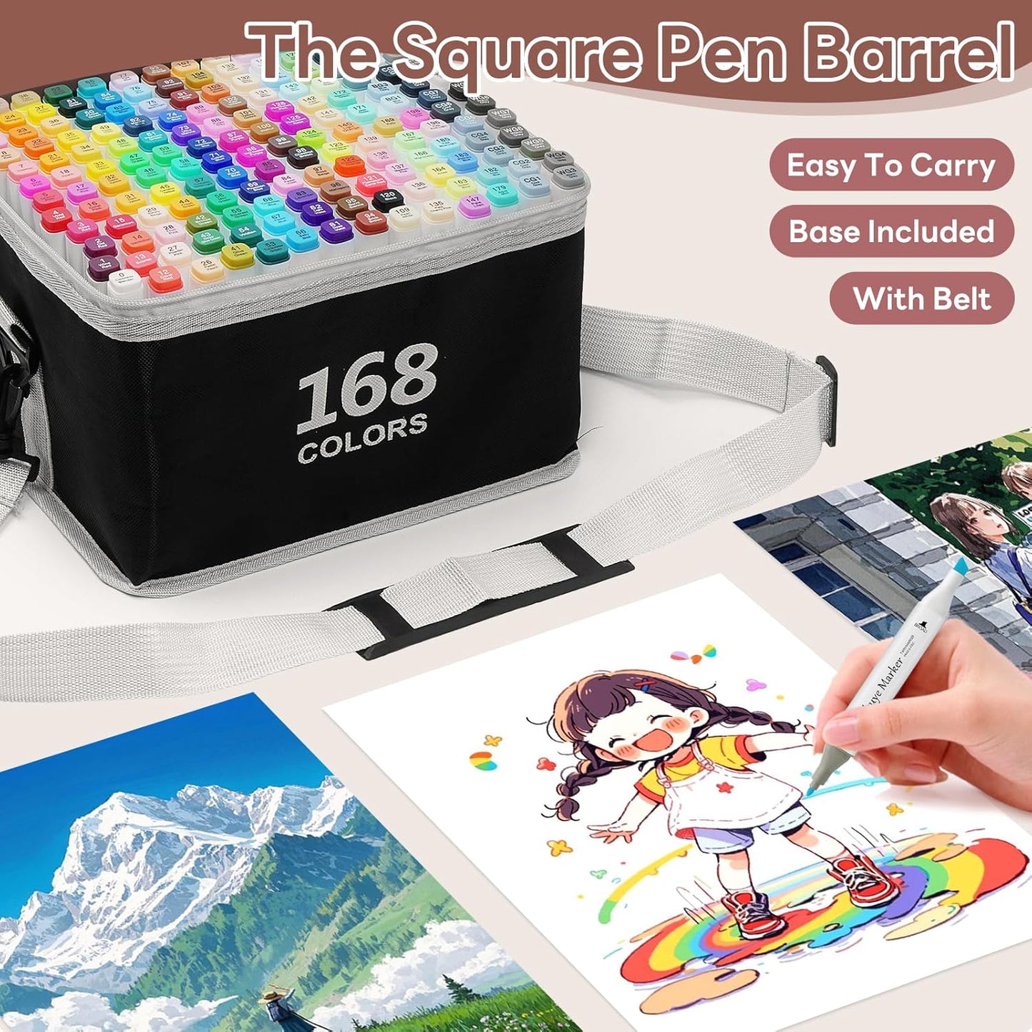 Alcohol Based Art Markers Set 168 Color - Professional Double Sided Marcadores for Artist, Best Blendable Coloring Marker Pens for Adult - Coloring Books No Bleeding Illustration Drawing for Kids