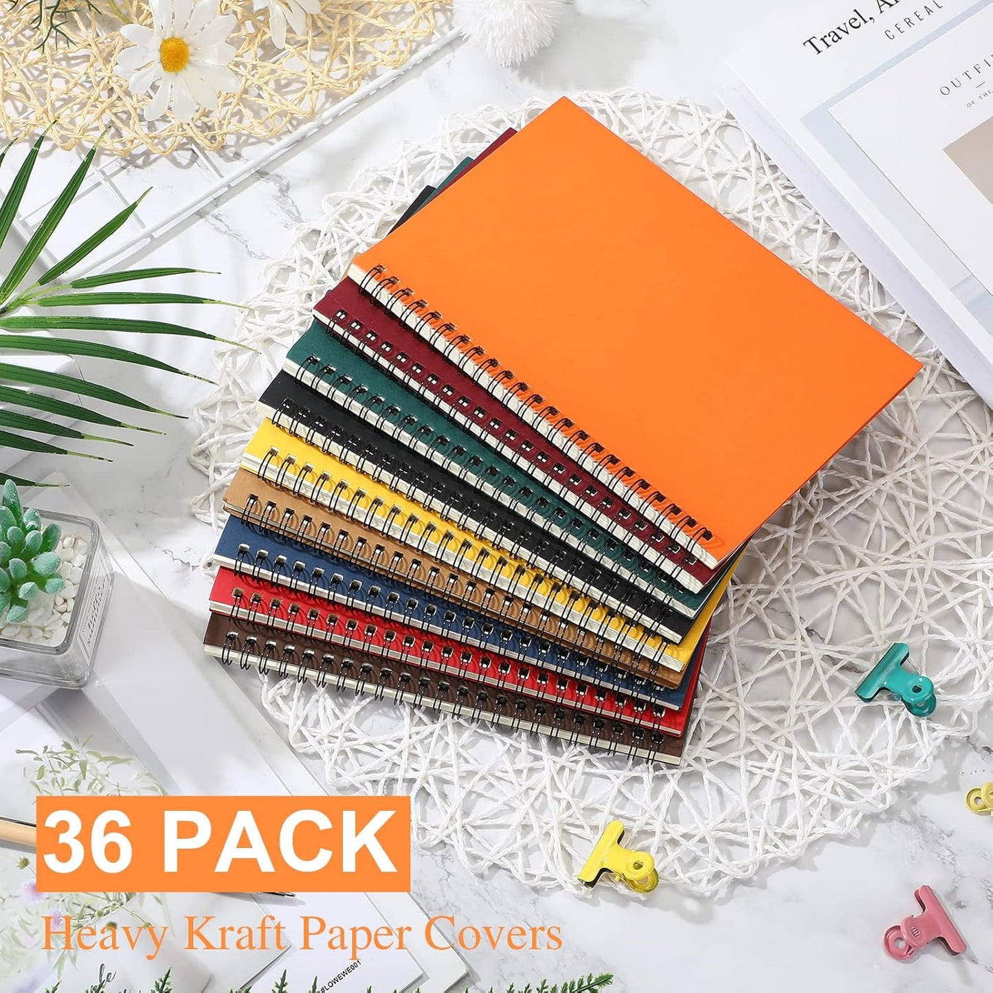Yahenda Spiral Notebook Bulk A5 Journal Lined 8.3'' x 5.5'' Writing Composition Paper Small Notepad Subject Notebook for Students Office Business Back to School Supplies(Multi Color,36 Pcs)