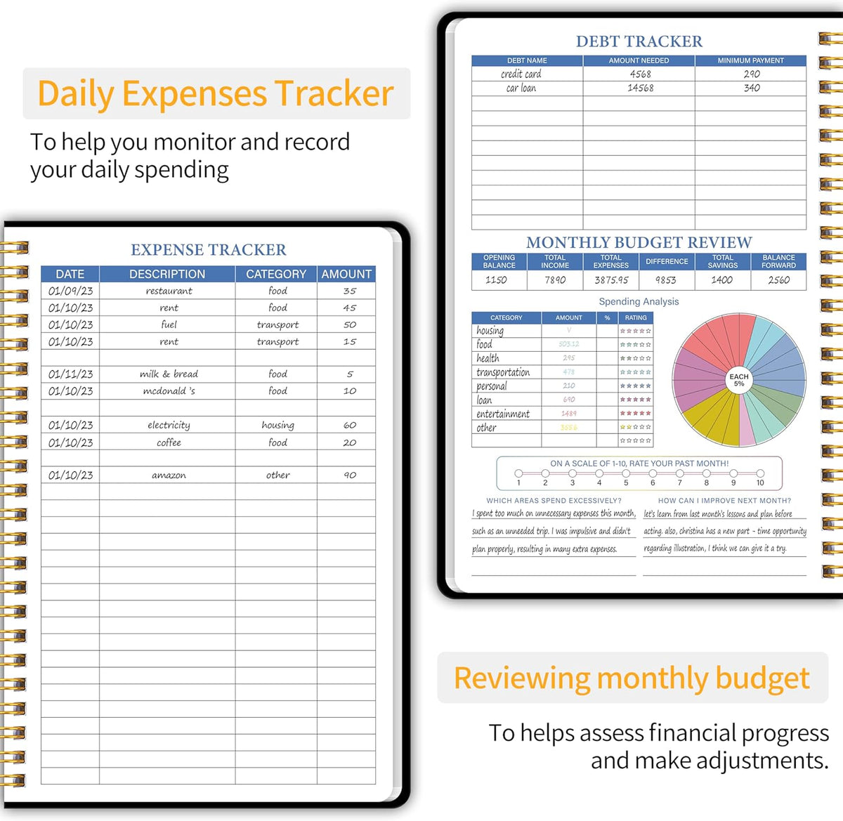 Monthly Budget Planner - 14 Months Hardcover Undated Financial Planner Organizer Budget Book with Expense and Debt Tracker Notebook to Manage Your Money Effectively, Bill Organizer