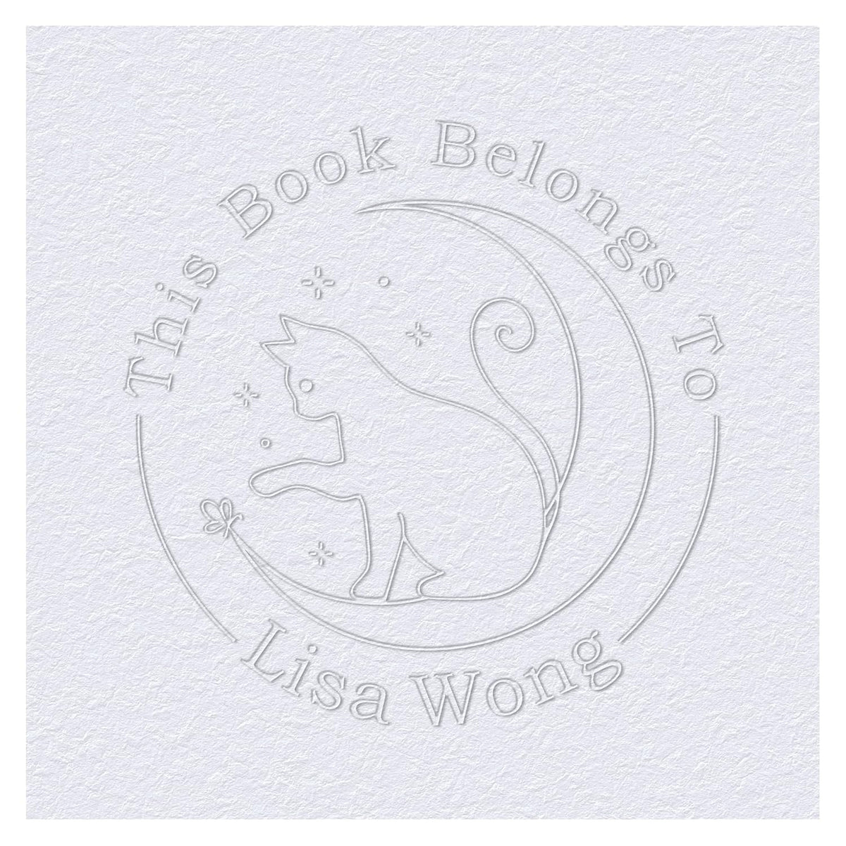 Cat Moon Book Embosser Custom Embosser Stamp with Your Name and Cute Kitty Personalized Library Embosser Stamp Customized Books Business Cards Paper Documents Notebooks etc. (Cute Cat - 03)