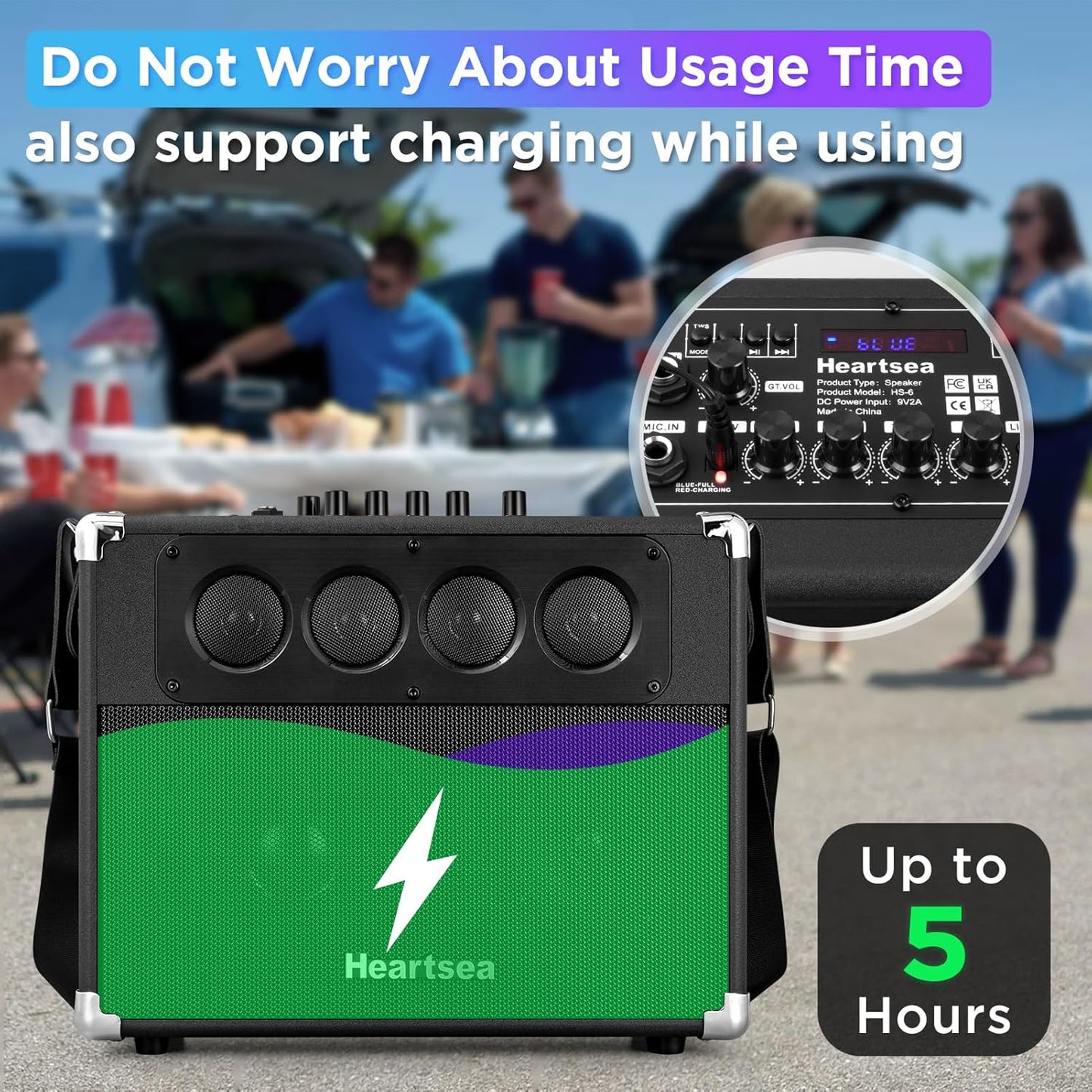 Heartsea Karaoke Machine with 2 Wireless Microphones for Adults & Kids – Portable Big Bluetooth Party Speaker, Voice Amplifier with TWS Pairing, 3-Way Big Sound for Home & Outdoor Party