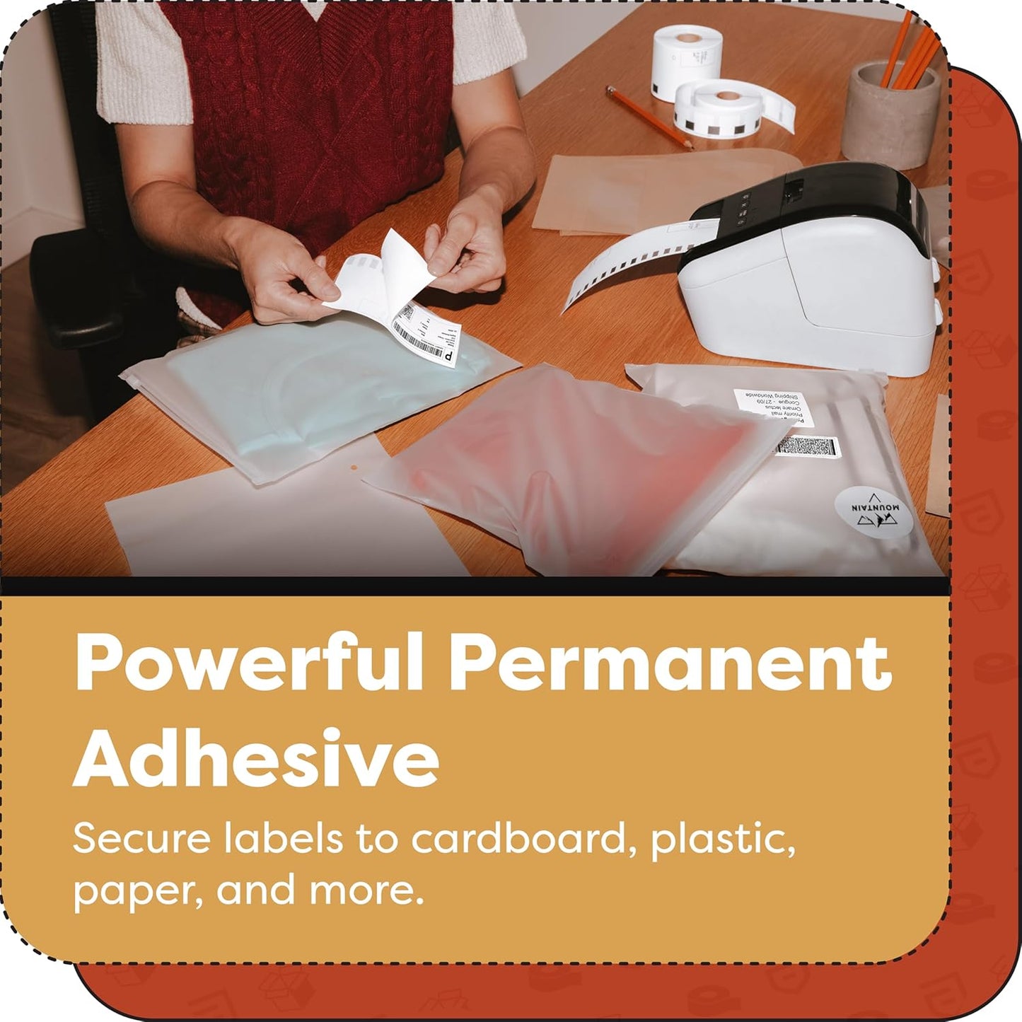 Aegis Adhesives - Compatible Label Replacement for Brother DK-1221 (0.9 Inch) Square Stickers, Use with QL Printers - 12 Rolls + 1 Frame