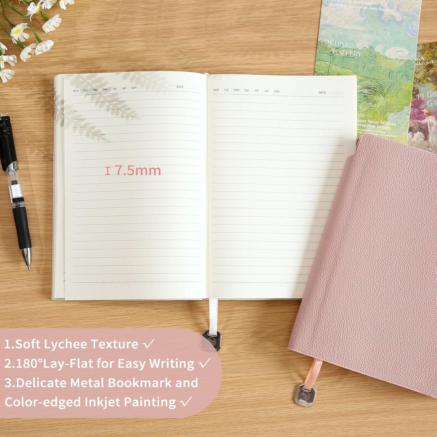 Lined Journal Notebook for Women A5 Softcover PU Leather Journals for Writing, 160 Pages Daily Journaling, College Ruled Notebooks for Work School, Business 6.38'' X 8.28'' Dark Grey
