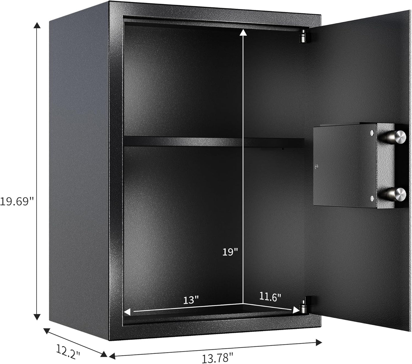 Safe for Home, 1.9 Cubic Feet Safety Box for Money, Jewelry, Documents and Guns, Security Safe for Office, Hotel, 13.8"W x 12.2"D x 19.7"H