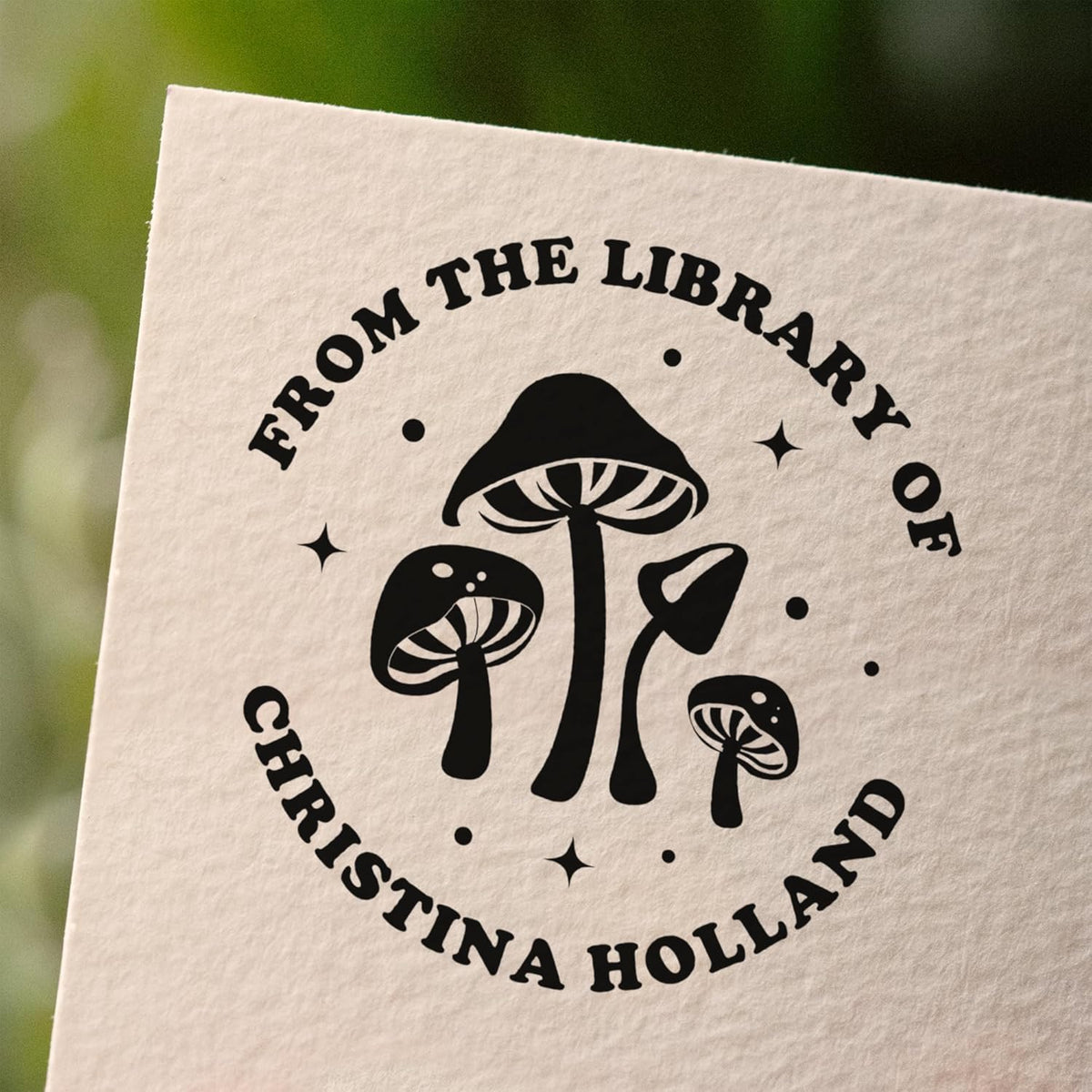 from The Library of Embossers & Stamps for Fantasy Book Readers | Custom Embosser | Custom Stamp | Ex Libris | Elevate Your Fantasy Collection of Stories and Novels (Design 13, Wood Hand Stamp)