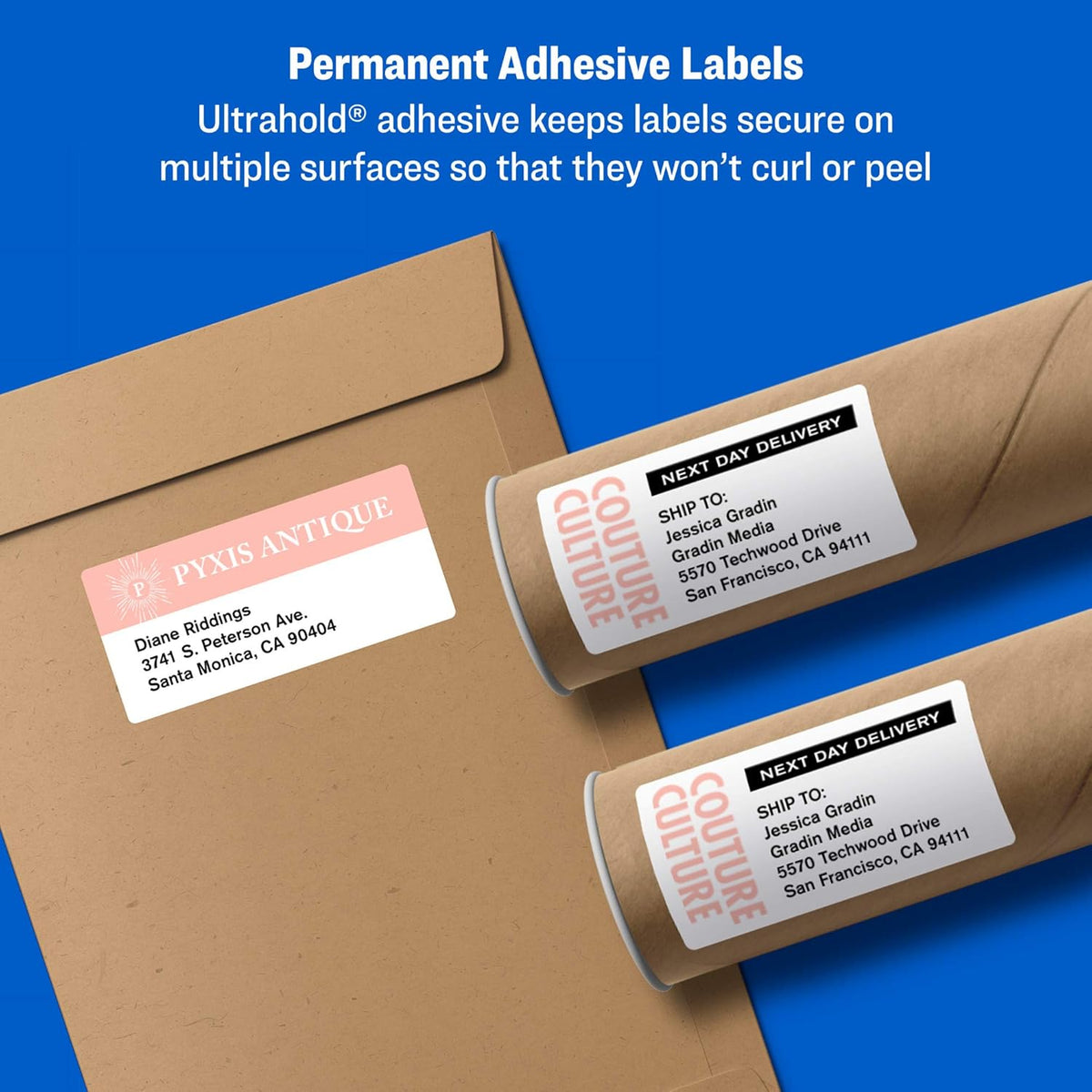 Avery Printable Shipping Labels with Sure Feed, 3-1/2" x 5", White, 400 Blank Mailing Labels for Laser Printers (5168)