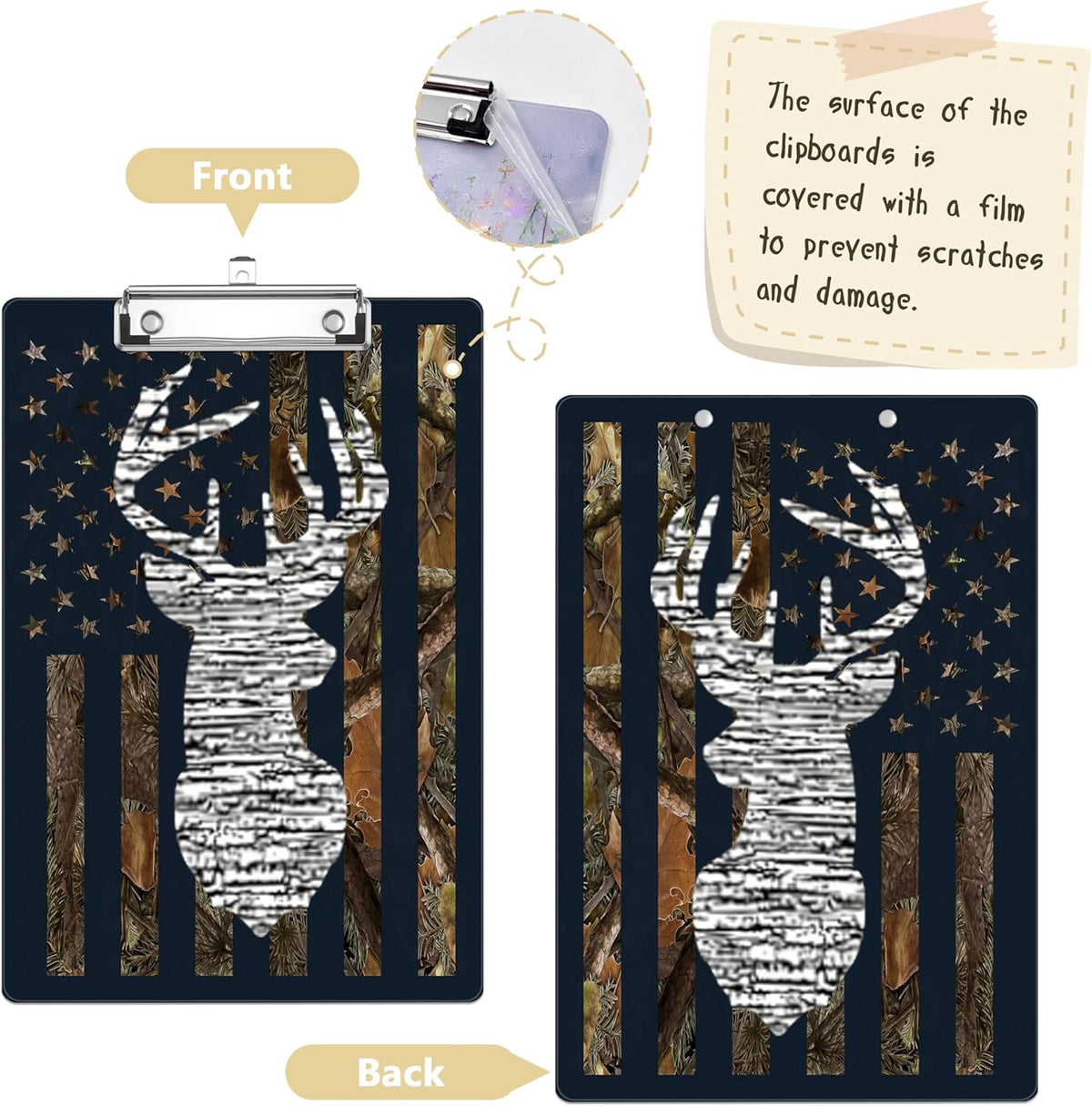 Camouflage Flag Plastic Clipboards,Decorative Plastic Acrylic Clipboard for Teacher Social Worker Students Office Supplies 8 * 12