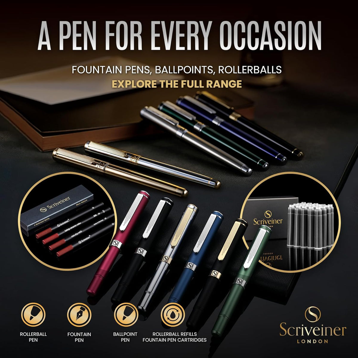 Scriveiner Personalized British Racing Green Pen - Stunning Green Lacquer Luxury Pen with Chrome Finish, Schmidt Ink Refill, Best Engraved Ball Point Gift Set for Men & Women, Custom Name Engraving