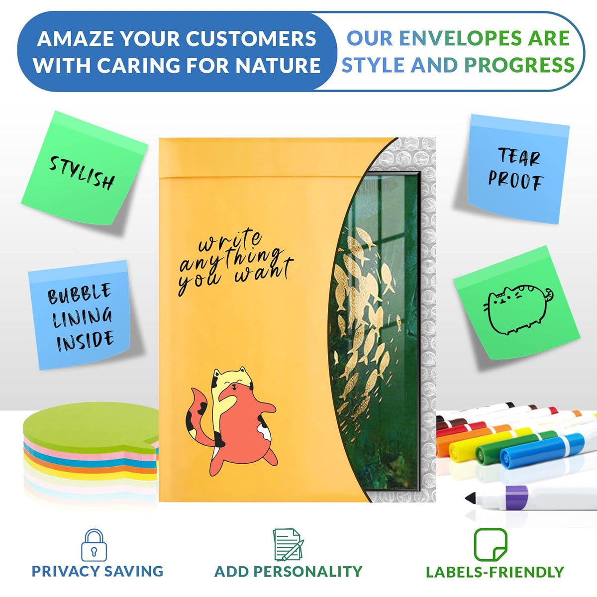 Yellow Kraft Bubble Mailer Envelopes, 9.5 x 13 Inches. 200 Pack Mail Padded Envelopes Self Seal. Waterproof Kraft Bubble Mailers. Tear-Resistant Mailing Envelope Padded. Sturdy Paper Mailer