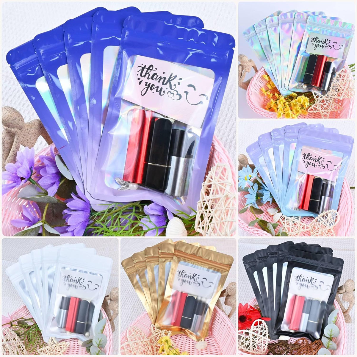 Resealable Mylar Pouch Bag Great for Office Home Party Favor Food Storage (100PCS, Red Color, 3 x 4.7 inch)