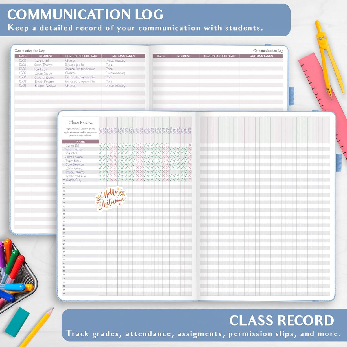 Legend Teacher Planner – Undated Lesson Plan Book for Teachers with Weekly & Monthly Calendars - Classroom Organization & School Year Planner – 8.5”x11.5” Hardcover (Periwinkle)