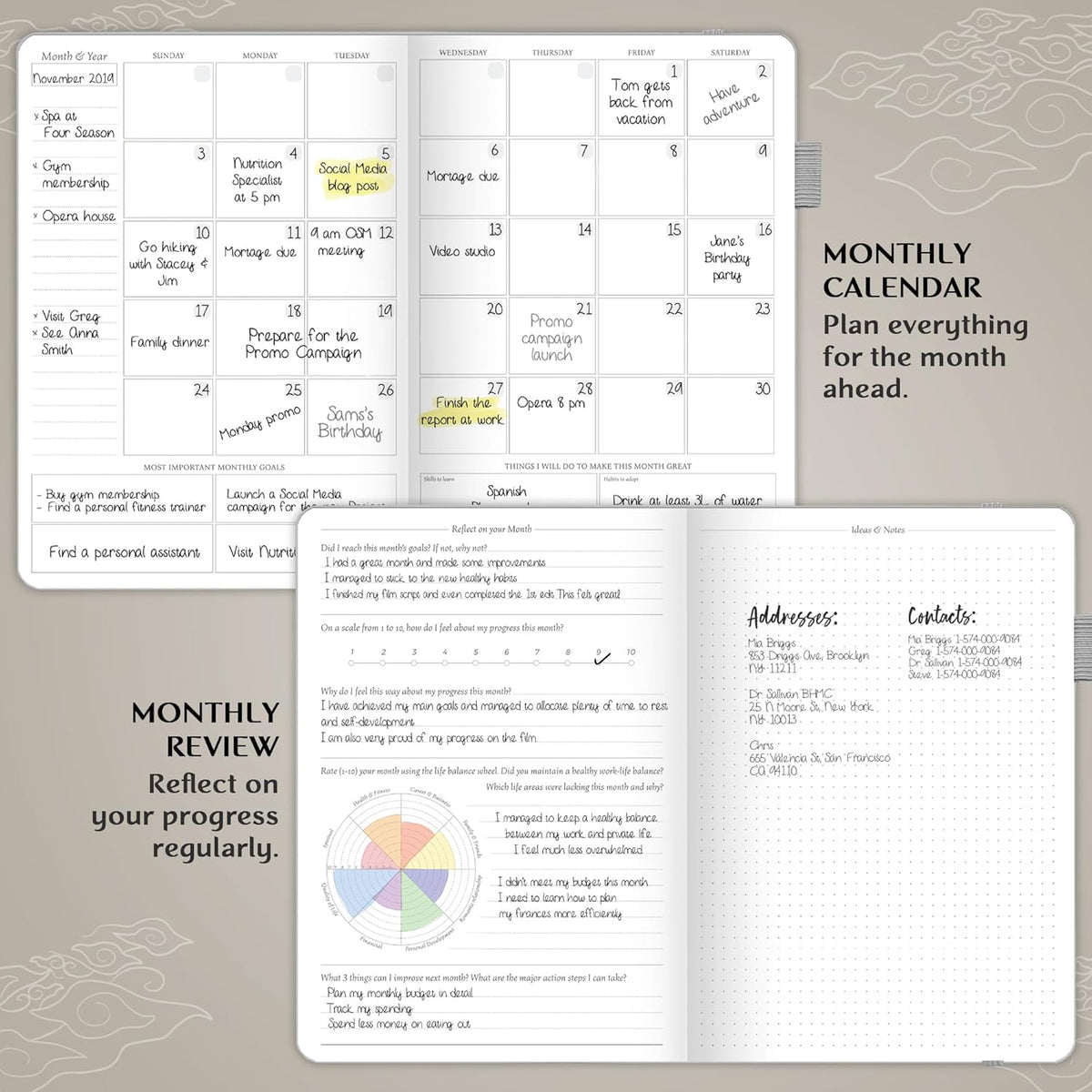 Legend Planner PRO – Deluxe Weekly & Monthly Life Planner to Increase Productivity and Hit Your Goals. Time Management Organizer Notebook – Undated – 7 x 10" Hardcover + Stickers – White