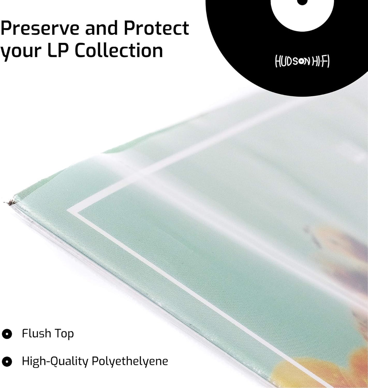 Hudson Hi-Fi Vinyl Record Outer Sleeves Covers - Premium Clear Vinyl Record Sleeve 100-Pack - Protect Your LP Albums from Scratches, Dirt & Dust - 3mm Thick No-Acid Exterior Disc Cover