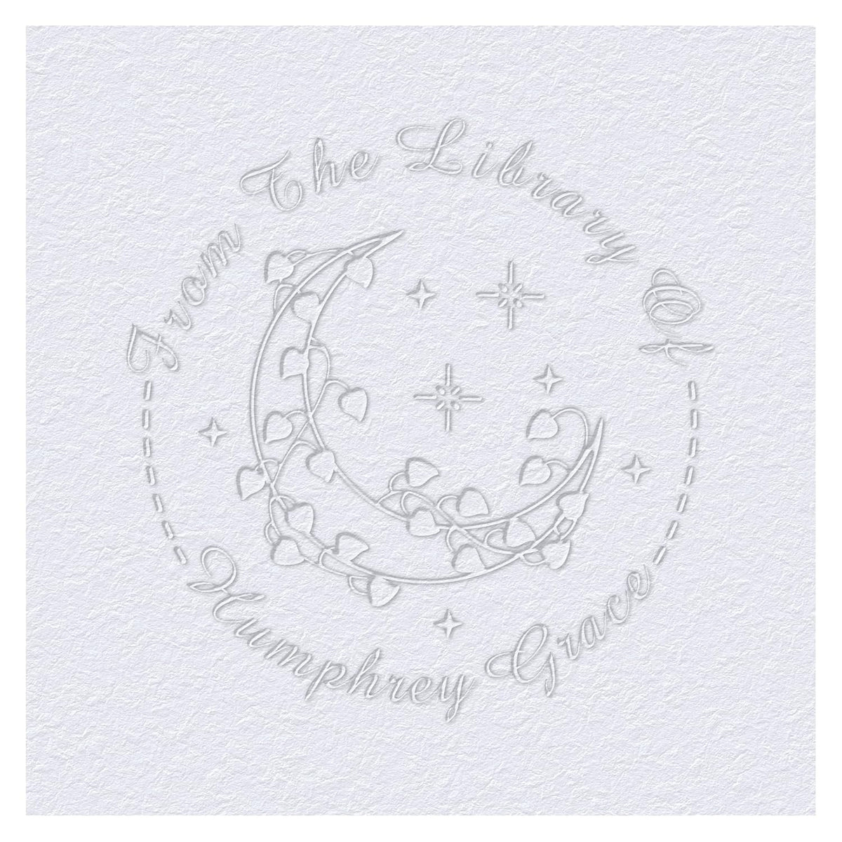 Customized Book Embosser Color Heart Moon Star Stamp with Your Name or Design Personalized Library Embosser Stamp Custom Books Business Cards Paper Documents Notebooks etc.. (Moon-02)