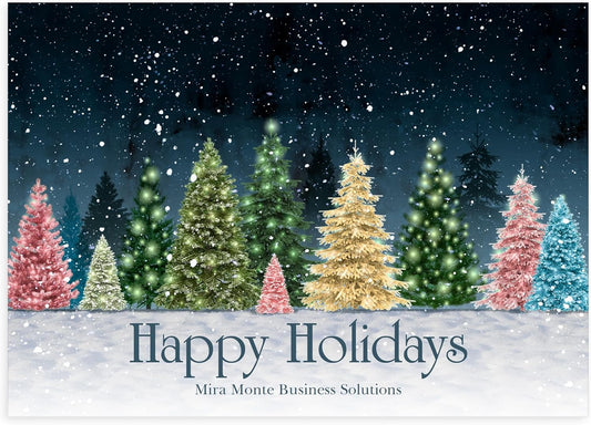 Let's Make Memories Personalized Business Christmas Cards with Envelopes - Premium Quality - 5x7-2025 Holiday Cards & White Envelopes - Colorful Snowscape - 15 ct