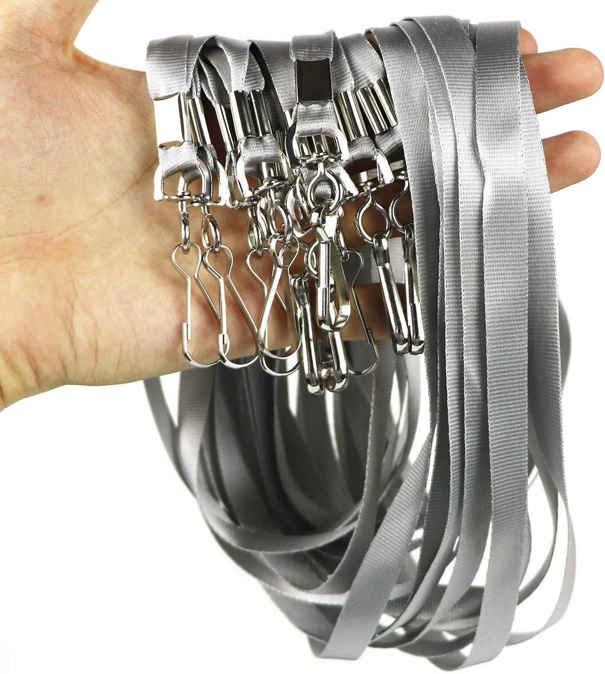 Bulk Lanyards Premium Cruise Lanyard Nylon Badge Lanyards for Id Holder Perfect for Office, Kids, Teachers (Gray, 50 Pack)