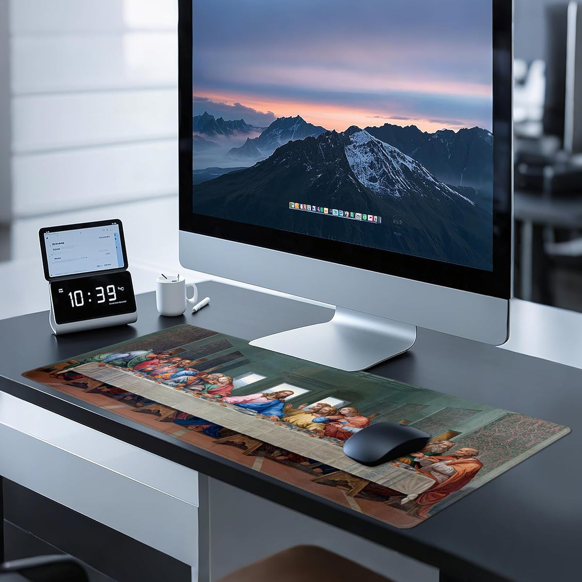 Mouse Pad with Last Supper – Religious Scenario Desk Pad – Portable Computer Mousepad – Gaming, Office, Waterproof, Non-Slip, Stitched Edges 35.5 x 15.7inches x 3mm
