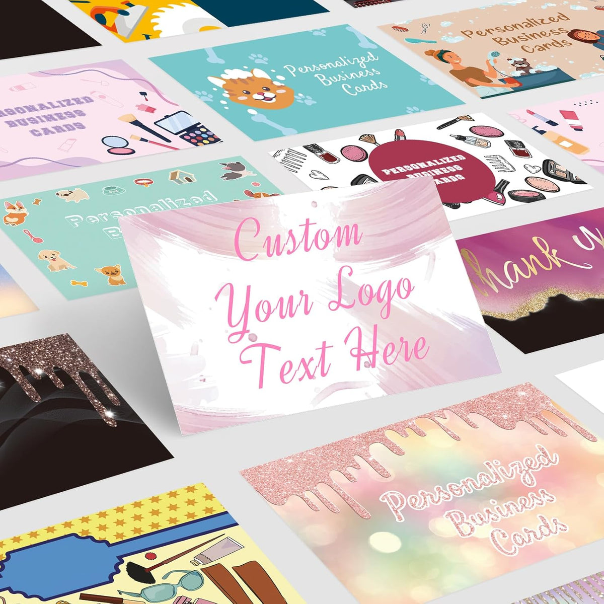 Custom Business Cards With Logo Text - Personalized, Printable, Double Sided, Waterproof - 100, 200, 500, 1000 Cards for Small Business