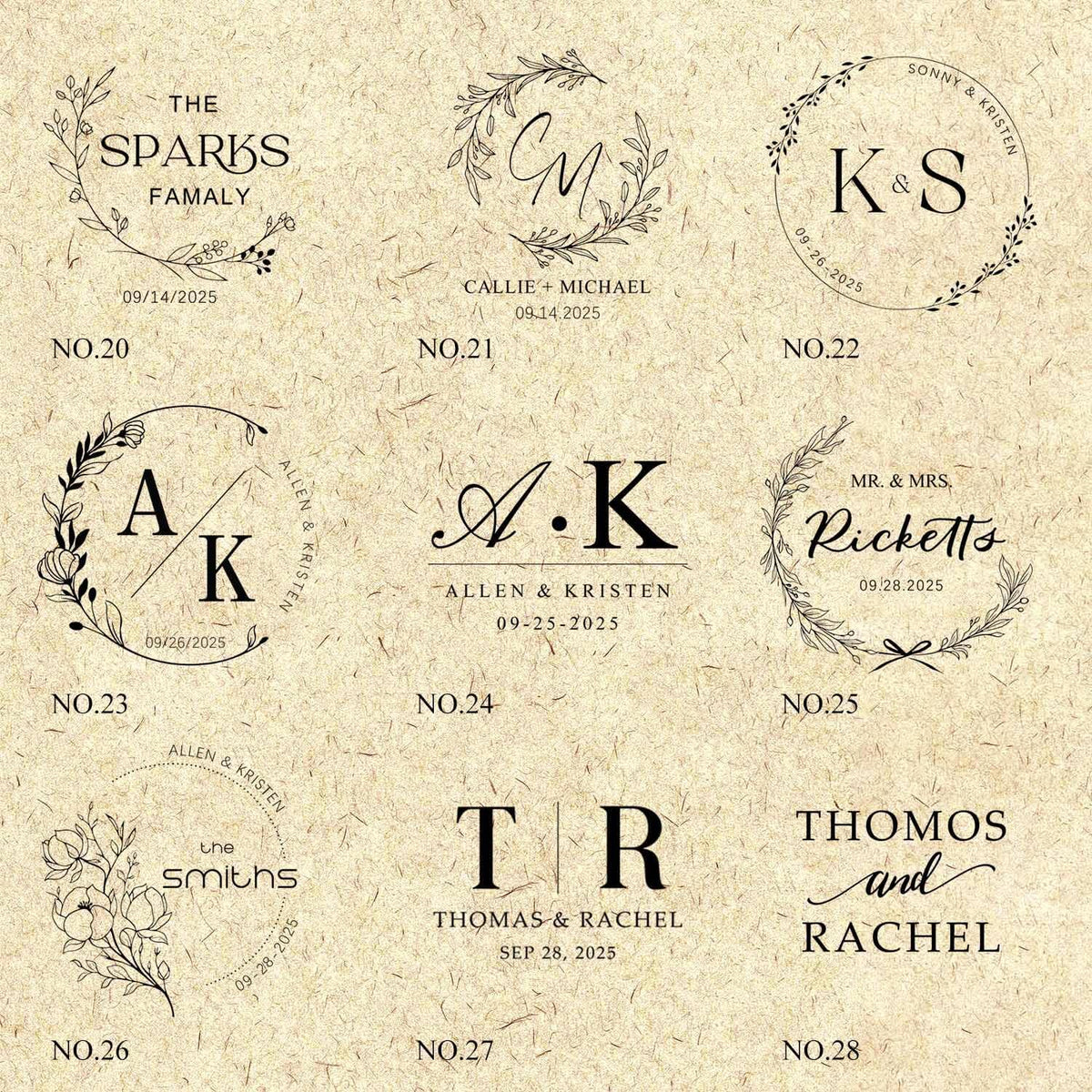 Wedding Embosser Custom - Embosser Stamp Custom for Card, Napkin, Invitation and Envelope, Personalized Wedding Stamp with Name, Initials and Logo - Wedding 04