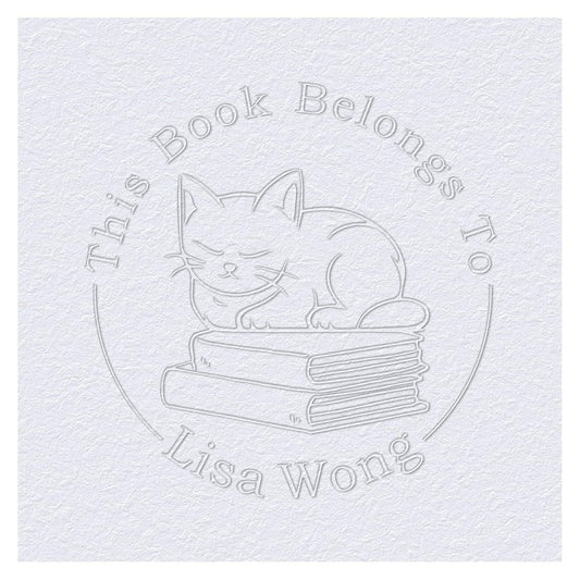 Cute Cat Book Embosser Custom Embosser Stamp with Your Name or Design Personalized Library Embosser Stamp Customized Books Business Cards Paper Documents Notebooks etc. (Cute Cat - 04)