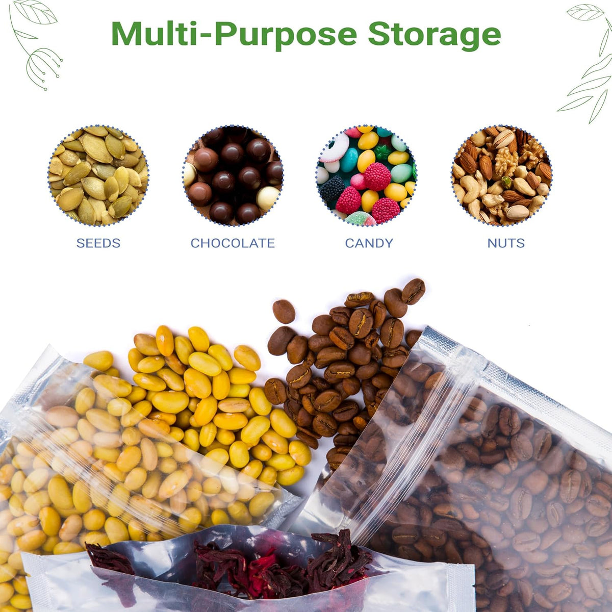 100 Pieces 3.5" x 4.5" Clear/Silver Resealable 3 Seal Pouch Bags Mylar Food Packaging with Tear Notches