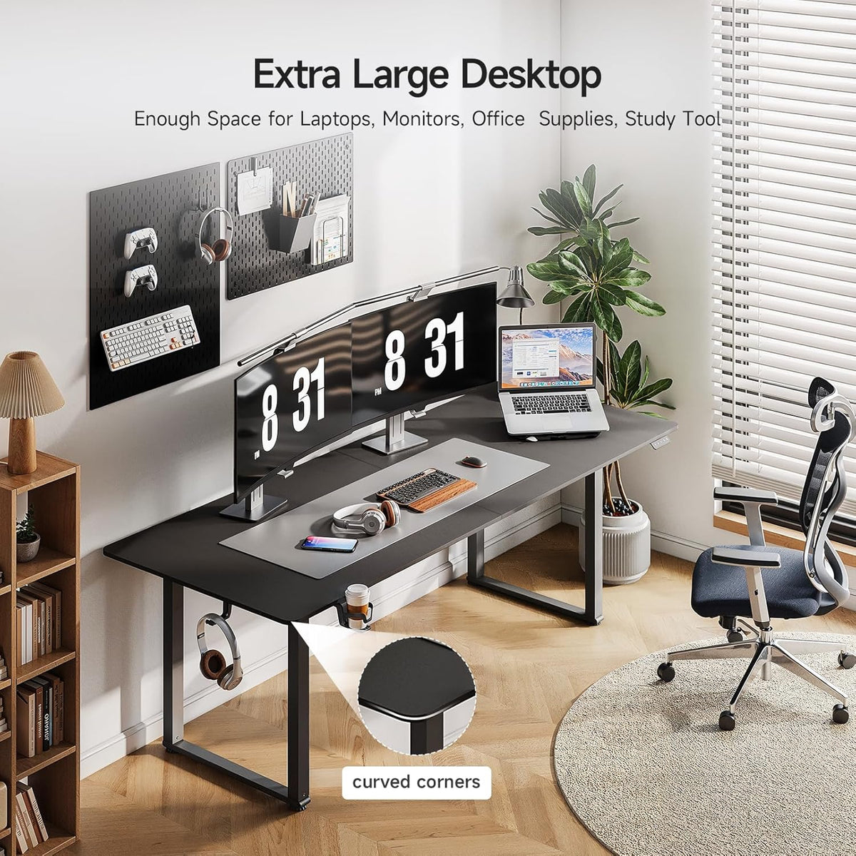 Standing Desk, 71x32 Inches Rectangle Stand Up Desk with 4 Legs, Dual Motor and Memory Controller, Adjustable Height from 28-46 Inches for Home and Computer Workstation, Black