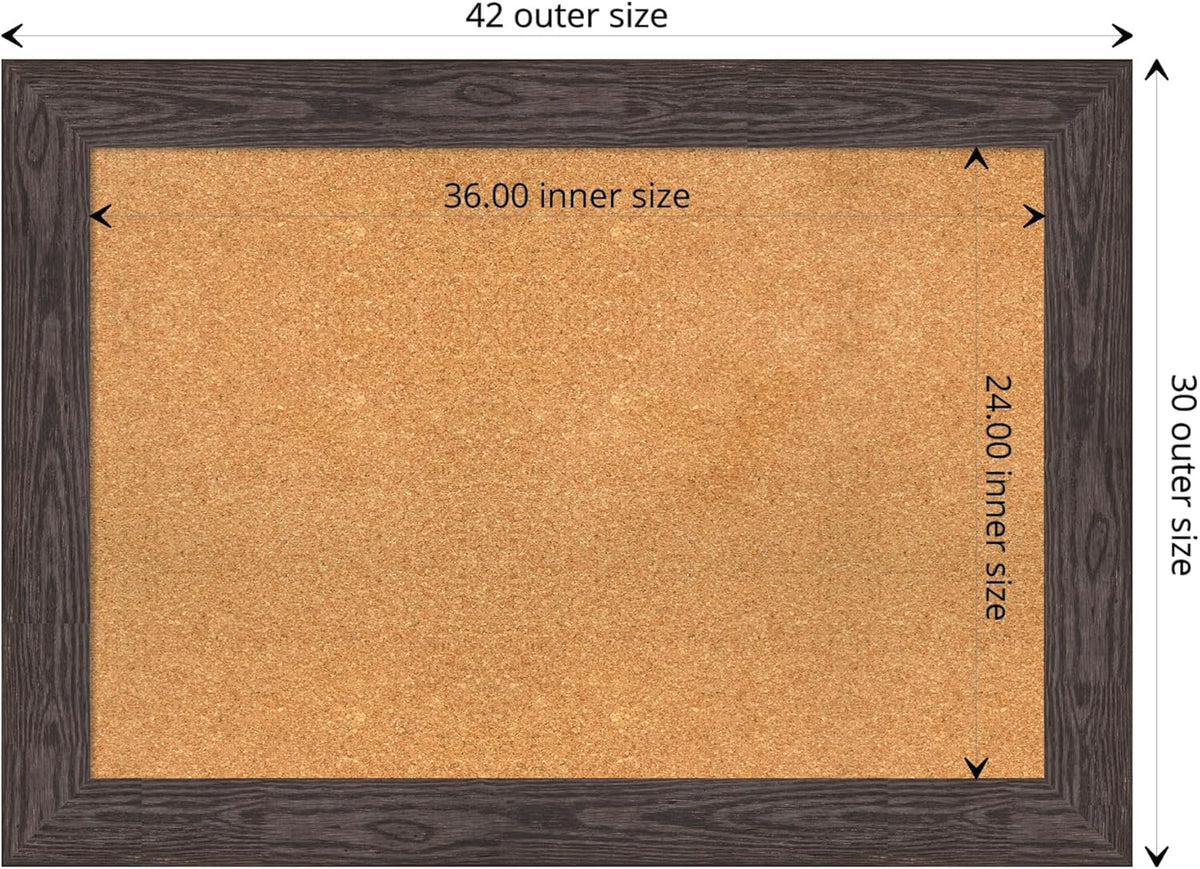 Amanti Art Natural Cork Board for Wall, 30x42 Vision Board with Black Wood Frame, Large Corkboard Office Decor for Home Organization, Rustic Farmhouse Corkboard Pinboard to display items for home