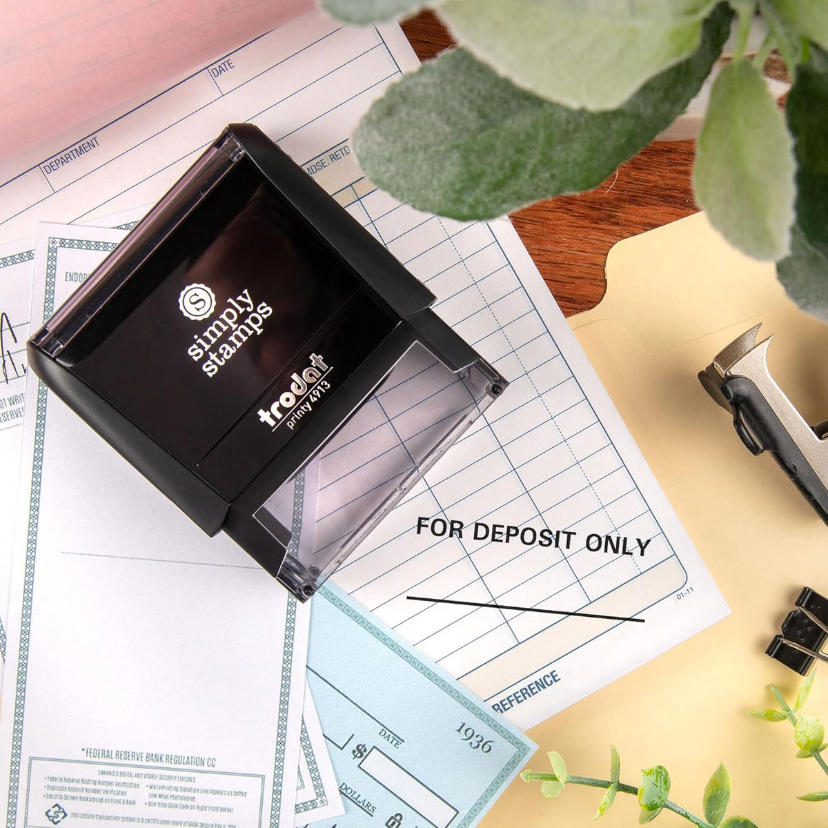 for Deposit Only Office Stamp | 4 Different Sizes | 20 Designs | Multiple Color Options | Perfect for Quick Validation of Office Documents (for Deposit Only, Large)