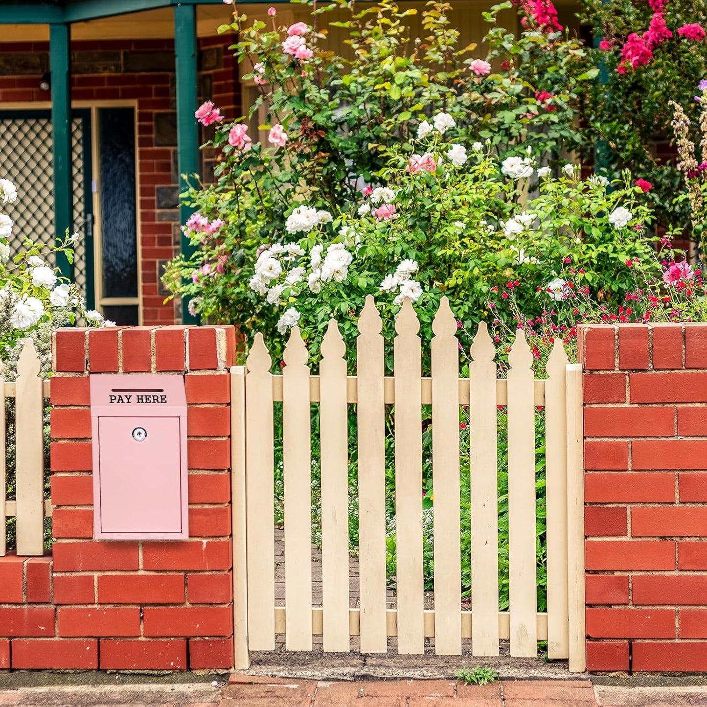 Metal Donation Box Collection Safe Suggestion Box with Lock Wall Mounted Mailbox Delivery Ballot Case Key Drop Case for Home Office Outdoor Door (Pink, 10.24 x 5.71 x 2.95 Inch)