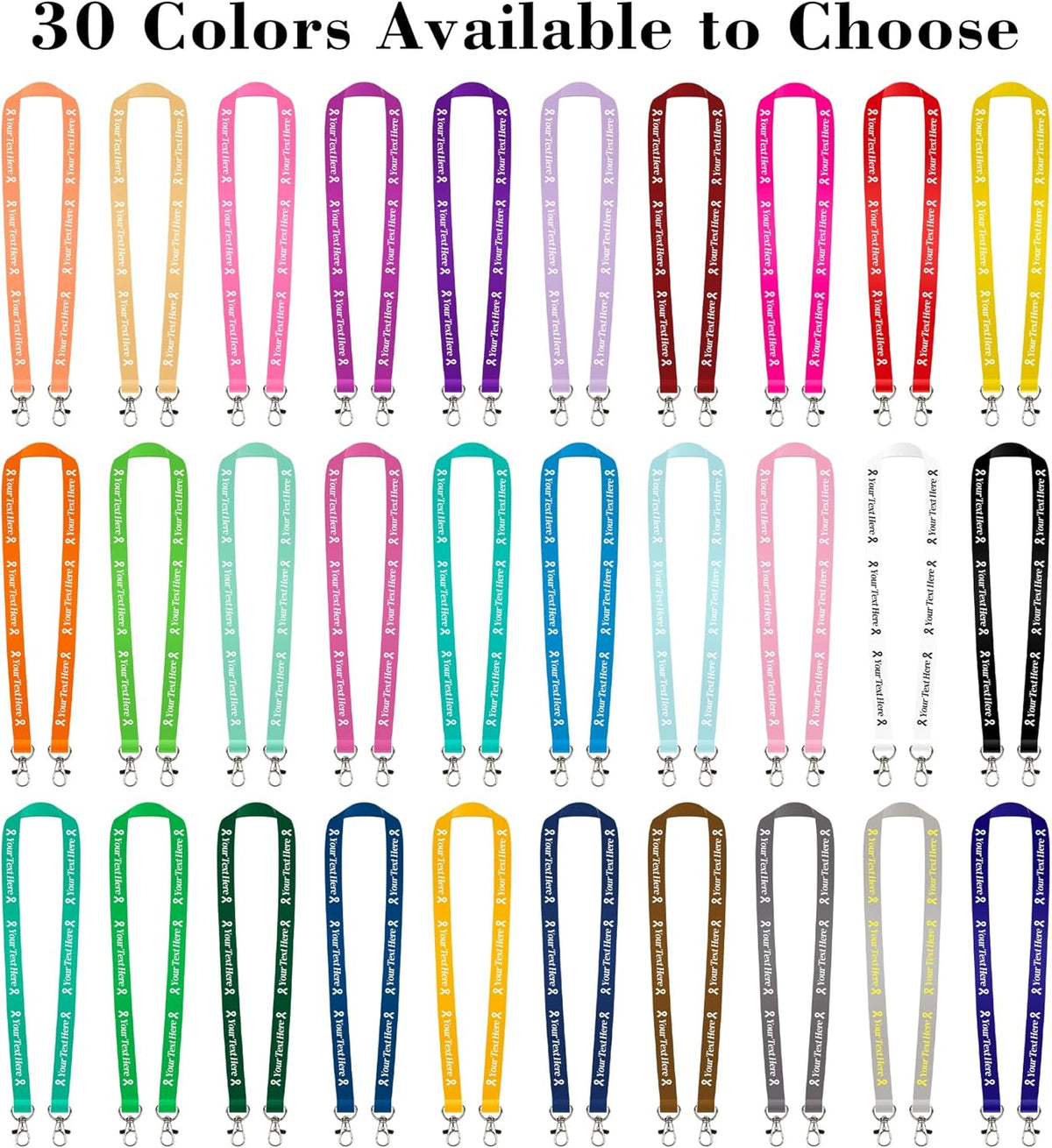 Custom Double Hook Lanyards Personalized 30-5000PCS with Text/Logo/Color, Customizable 2 Neck Straps Bulk with Safety Breakaway Clasp for Women Men Cruise Event, Business ID Badges Holder