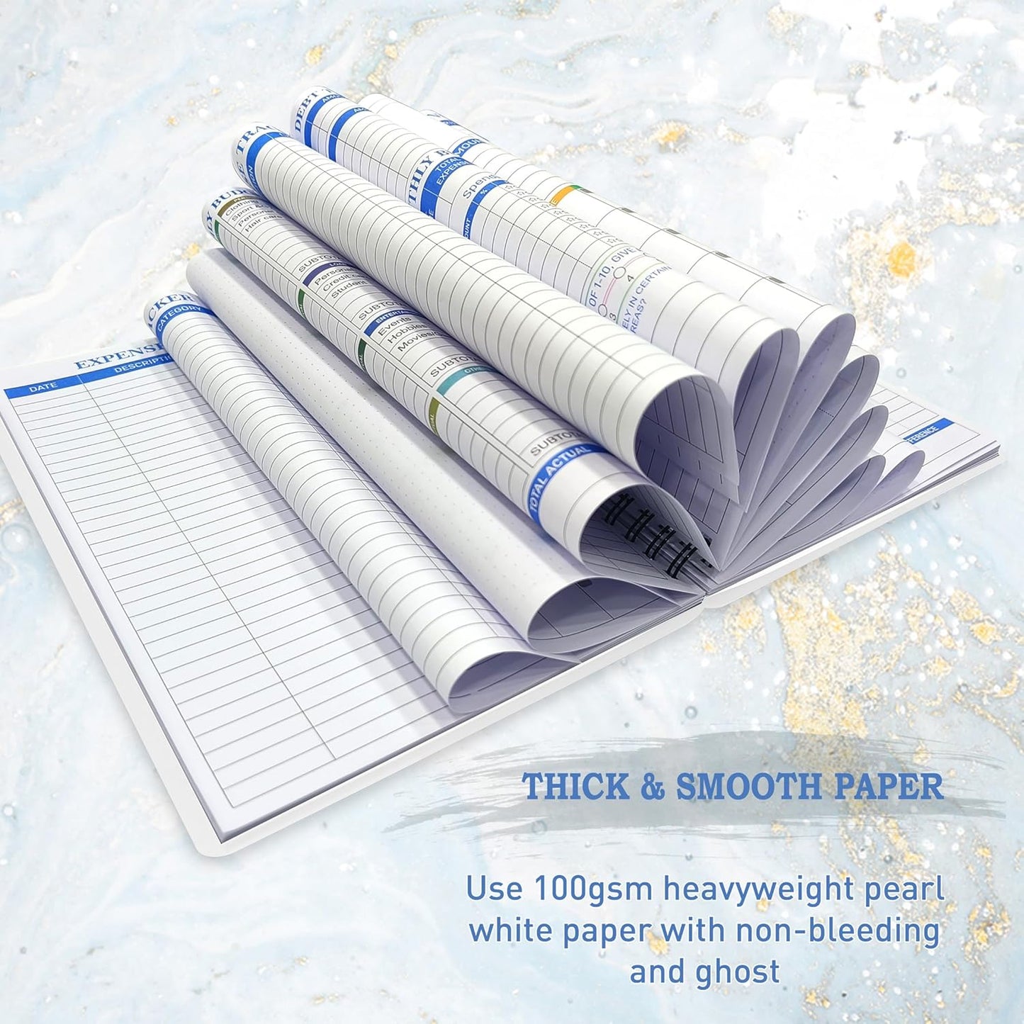 Budget Planner - Monthly Finance Organizer with Expense Tracker Notebook to Manage Your Money Effectively, Undated Finance Planner/Account Book, Start Anytimem,A5(8.6x5.9 inchs),100gsm Paper - Denim