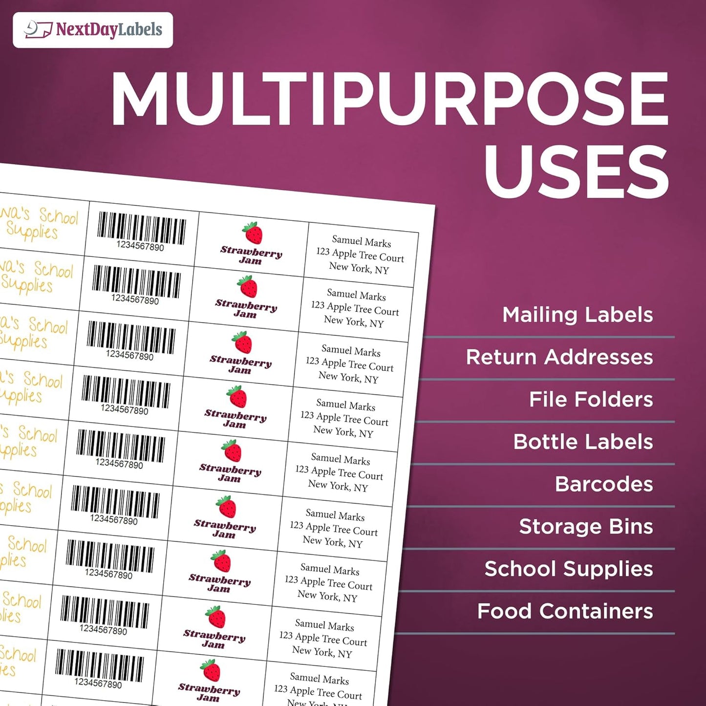 NextDayLabels – 2" x 1" Rectangular Sticker Labels for Printer - White Laser/Inkjet Printer Labels Return Address Labels Shipping Label Stickers (250 Sheets, 40 Per Sheet, 10000 Labels)