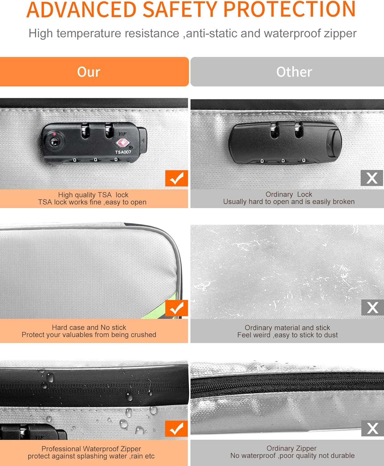 Noiposi Document Organizer with Lock,16.1"x11.4"x4.3" Waterproof and Fireproof Document Box,Portable Home Travel Safe Storage Box for Important Documents,File and Birth Certificate,Silver