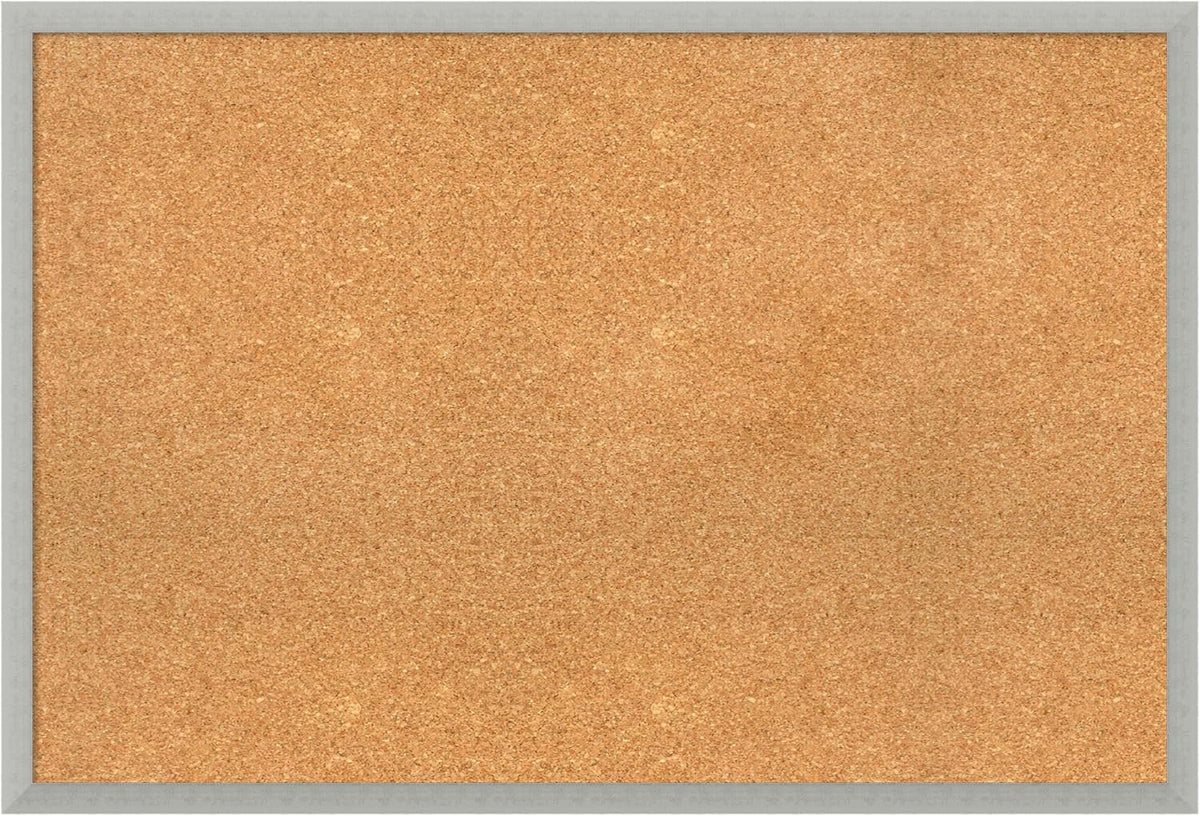 Amanti Art Natural Cork Board for Wall, 26x38 Vision Board with Silver Wood Frame, Large Corkboard Office Decor for Home Organization, Casual Corkboard Pinboard to display items for home organization