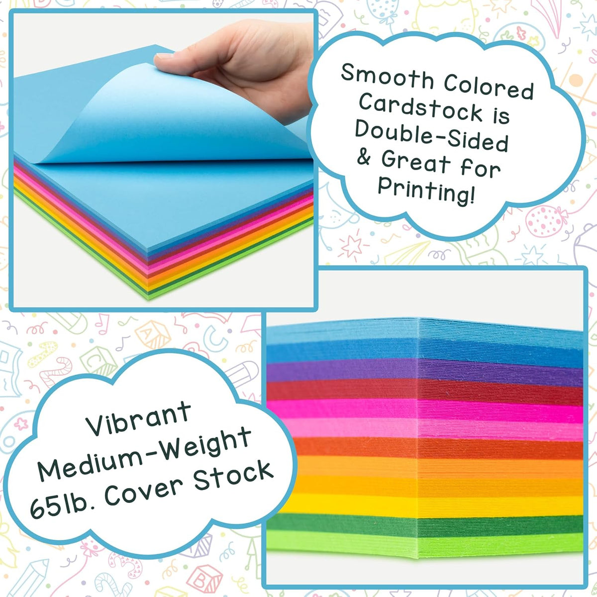 Hygloss Products Bright Colored Cardstock - 96 Sheets - 11x17 Card Stock Paper- 10-12 Bright Colors
