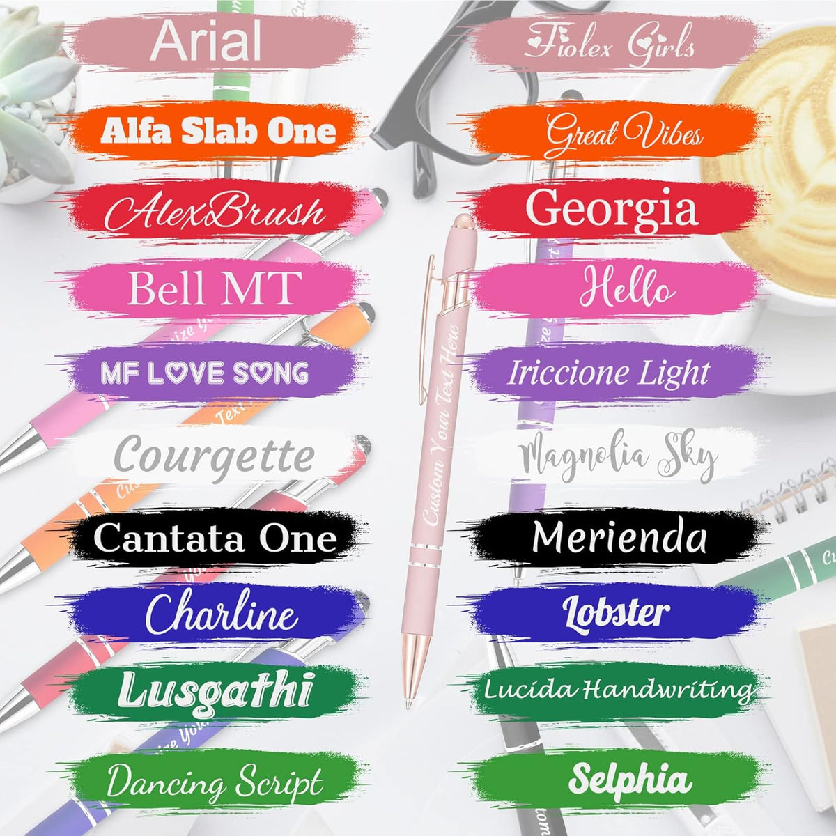 Personalized Pens Bulk 100 with Name Custom Engraving Ballpoint Pens with Stylus Tip Customized Smooth Writing Pens Personalized Gifts for Anniversary Birthday or Graduation(Black,Black Ink)