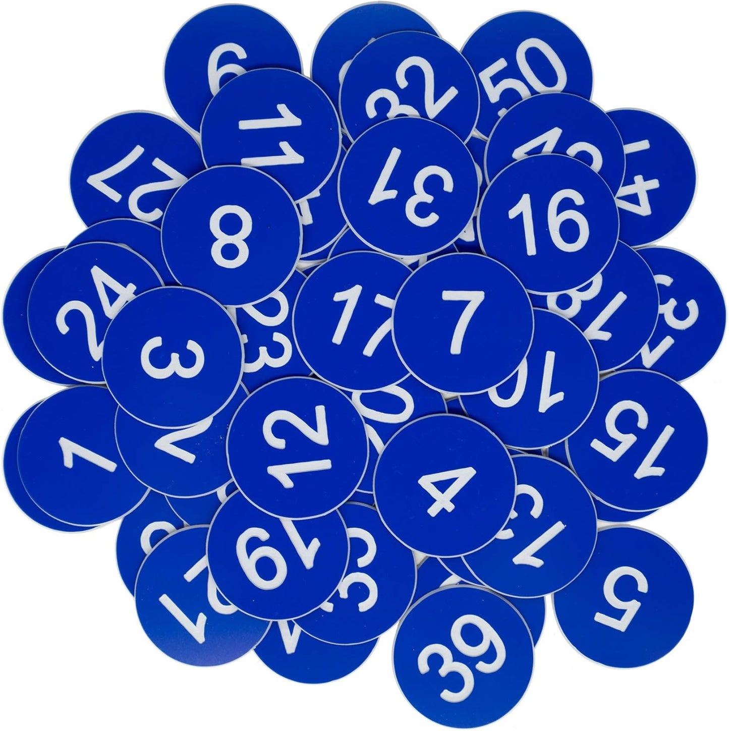 StayMax Plastic Number Tags Engraved Numbered Tags Without Hole (1-100, Blue)