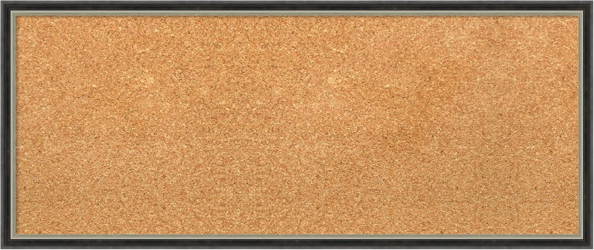 Amanti Art Natural Cork Board for Wall, 13x31 Vision Board with Black Wood Frame, Medium Corkboard Office Decor for Home Organization, Modern Contemporary Corkboard Pinboard to display items for home