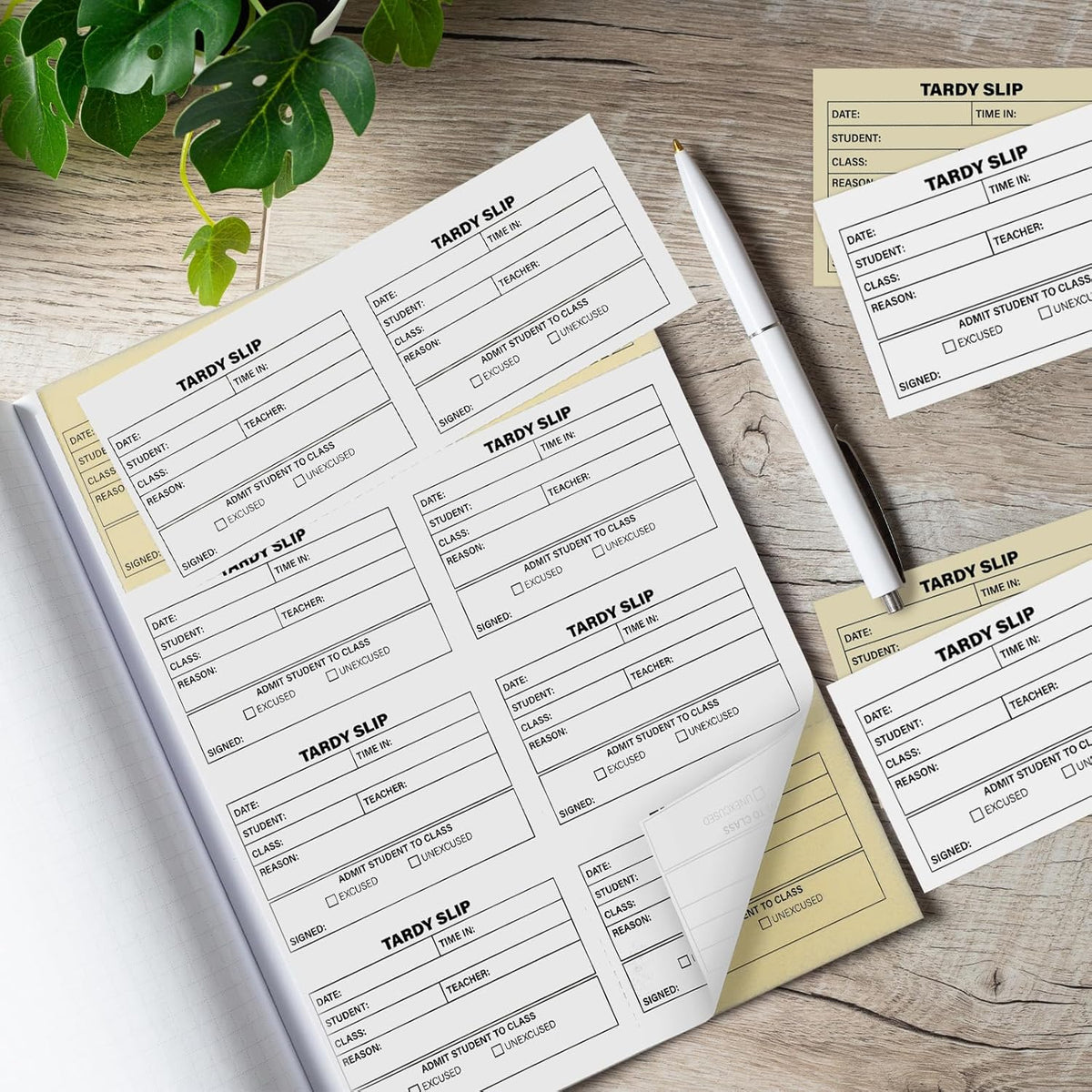 gisgfim Tardy Slip Book with Carbonless Duplicates in Easy Removal Fold and Tear Tardy Slips Per Book Register Copy Notebook for Student Late Arrivals School Supplies Teacher 400 Pcs/Pad (2 Pads)