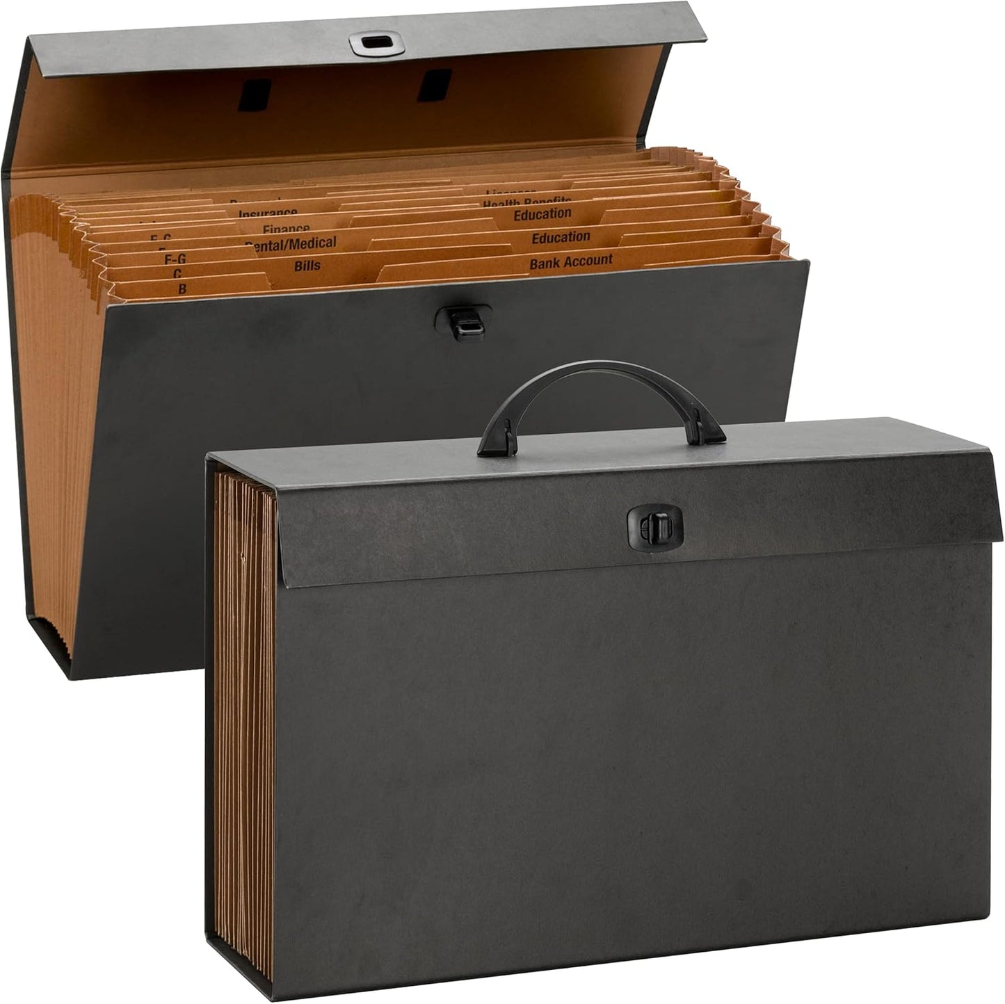 Smead A-Z and Subject Expanding File Box, 19 Pockets, Printed Alphabetic (A-Z)/Subject, Latch Closure, Legal Size, Black (70804) (Pack of 4)