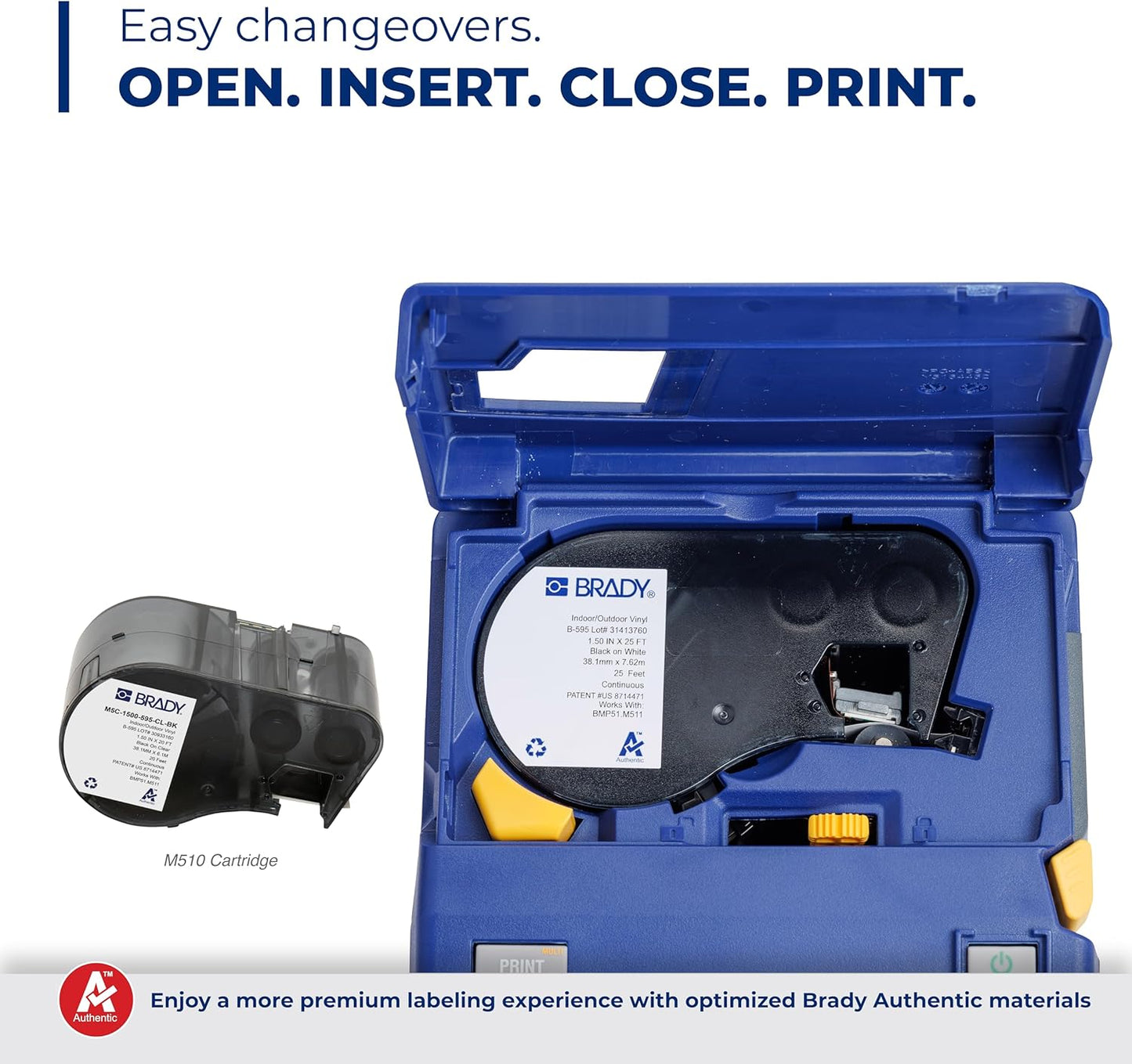 Brady M510 Portable Industrial Label Printer Kit with Safety and Facility ID Software, Carrying Case, Label Cartridge, Rechargeable Battery and Charger, 3.75" H x 5.75" W x 10" D