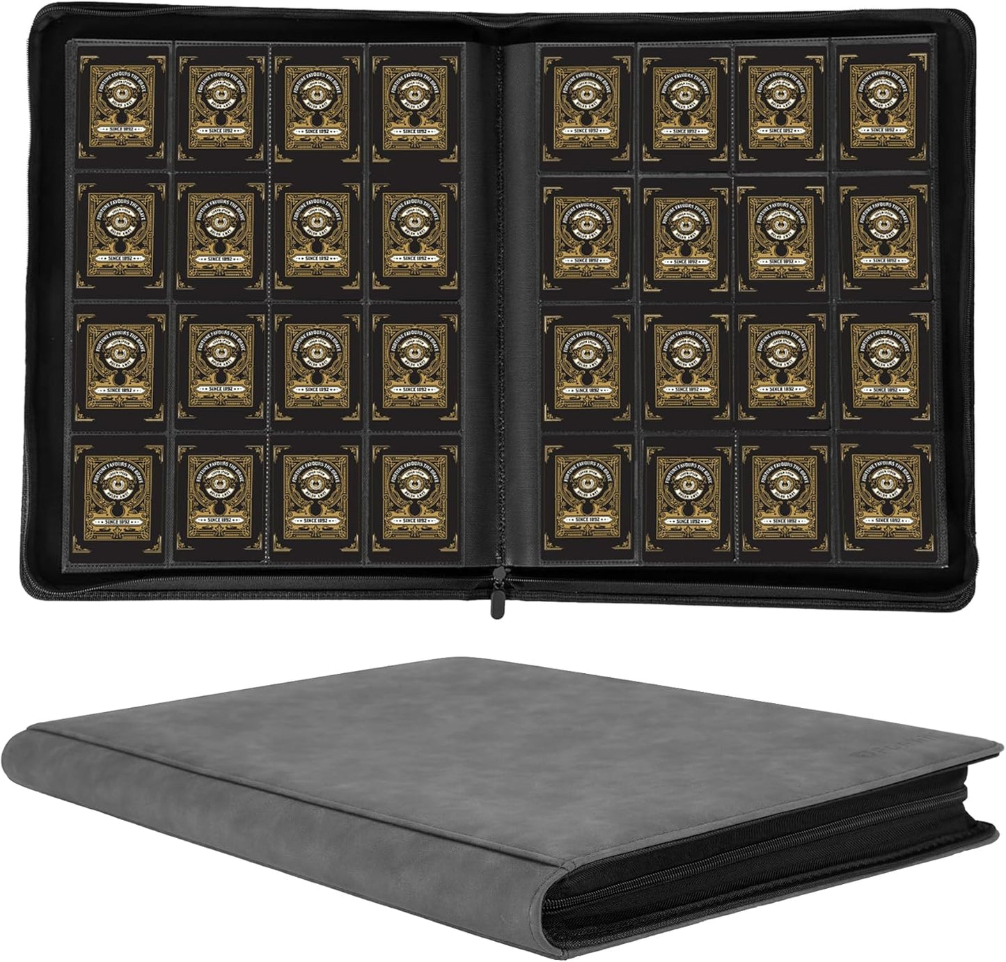 1000+ Pockets Trading Card Binder, 16 Pockets Trading Card Binder Ringless Side Loading Trading Card Album Folder for TCG,MTG,Sports Cards(Gray)
