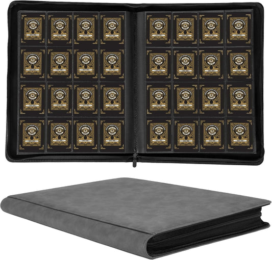 1000+ Pockets Trading Card Binder, 16 Pockets Trading Card Binder Ringless Side Loading Trading Card Album Folder for TCG,MTG,Sports Cards(Gray)