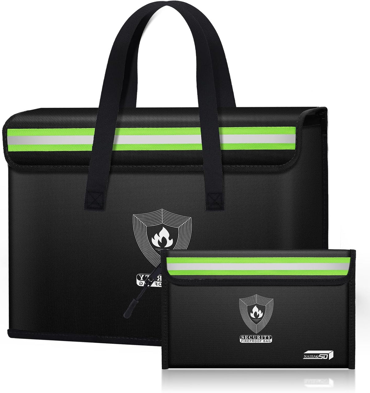 Fireproof Document & Money Bags, Large Fireproof Safe Bag Box (15.4 x 11.8x 5.2 inches) with Reflective Strip, Fireproof Document Box for Tablet,Valuables,Cash,Jewelry,Documents