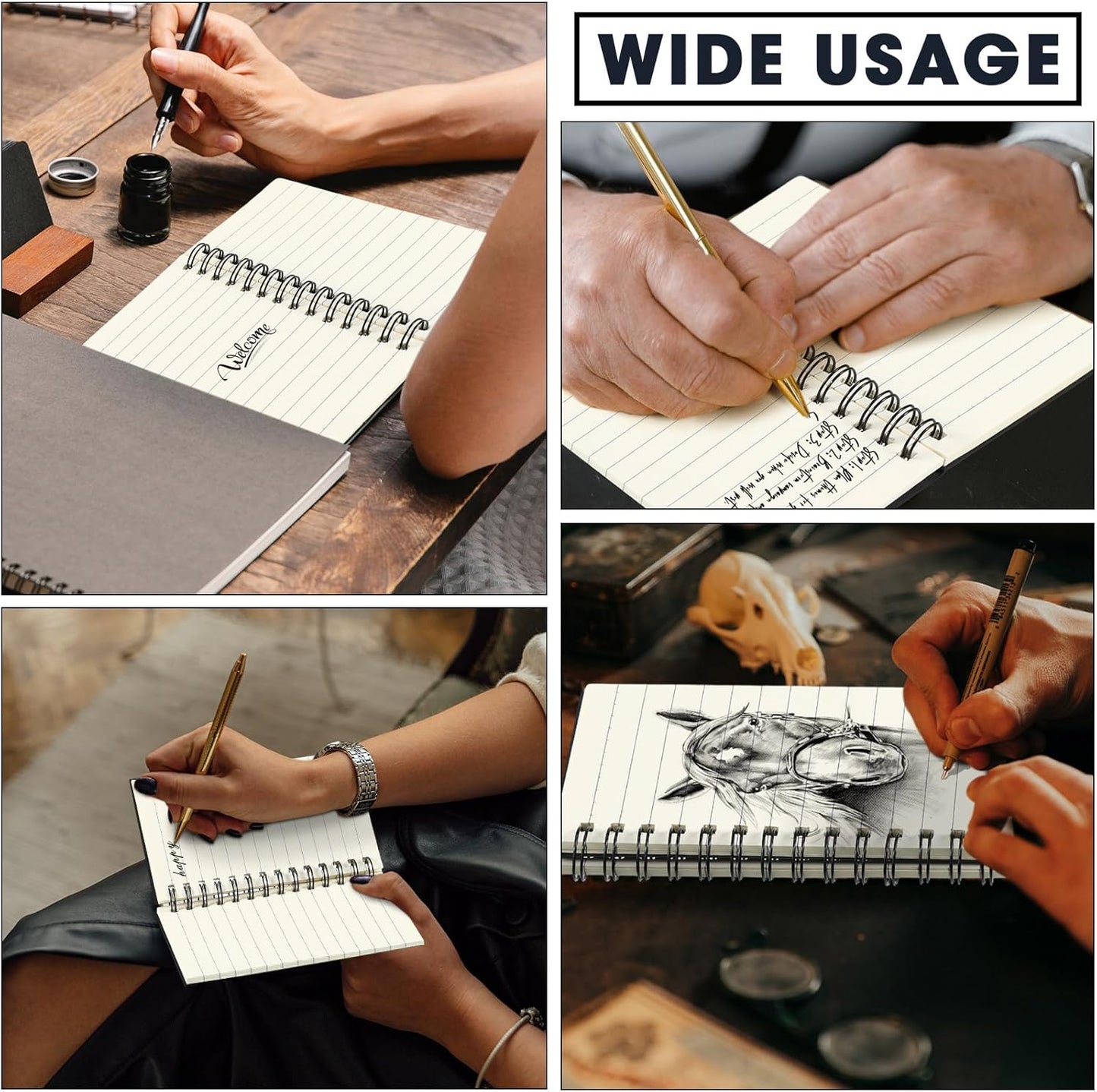 Jutom 100 Pcs Small Spiral Notebooks Memo Pads 3x5 Bulk Small Pocket Notebooks Mini Notepads with Lined Pages Mini Journals for Office Back to School Work Writing Supplies, 120 Pages (Black)