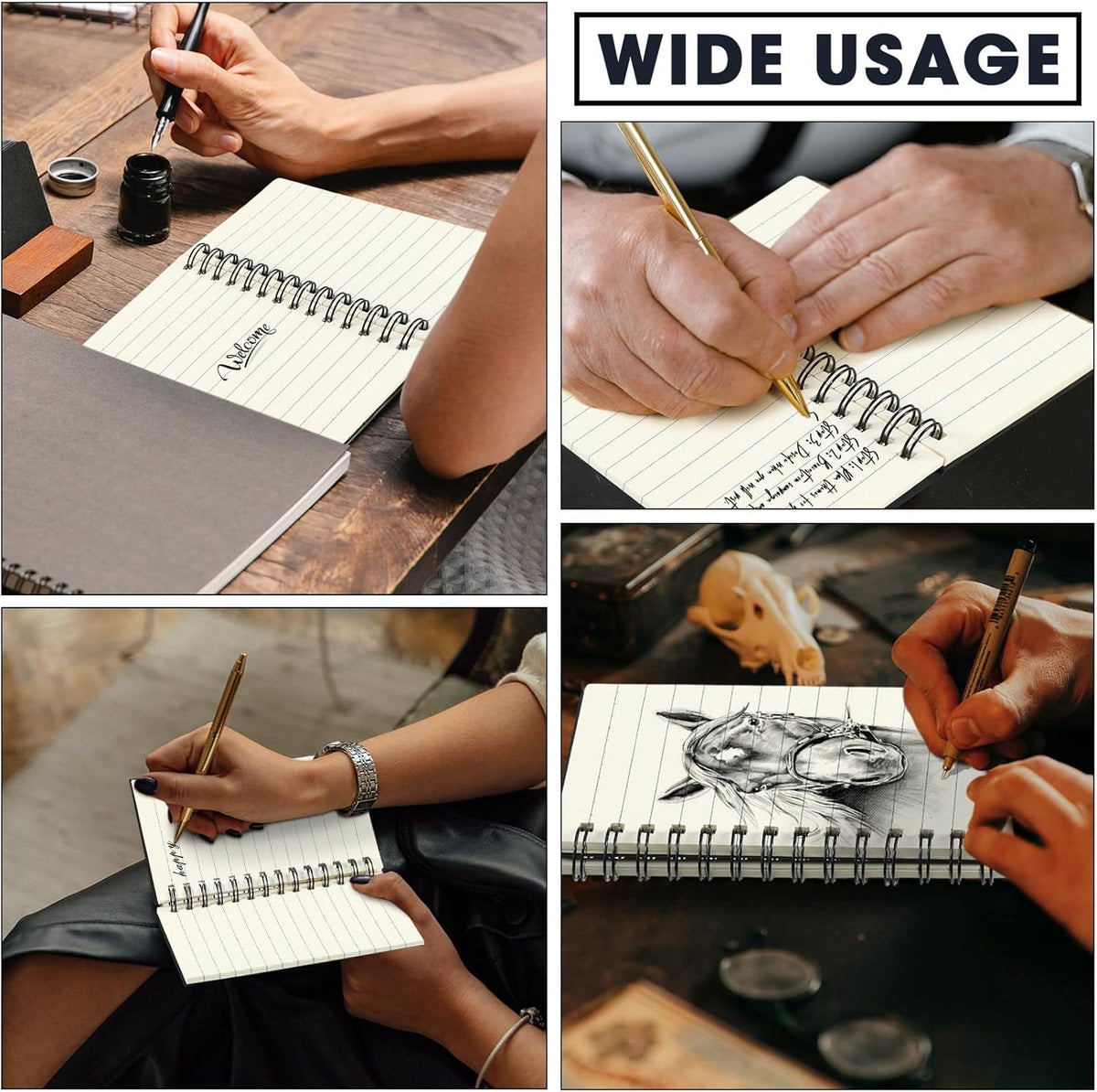 Jutom 2 Pcs Small Spiral Notebooks Memo Pads 3x5 Bulk Small Pocket Notebooks Mini Notepads with Lined Pages Mini Journals for Office Back to School Work Writing Supplies, 120 Pages (Black)