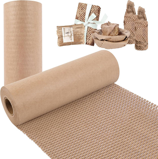 Aimyoo Honeycomb Packing Paper, 12" x 131' Recycled Bubble Wrap for Packing, Eco Friendly Bubble Packing Paper Wrapping Roll for Moving Shipping Packaging