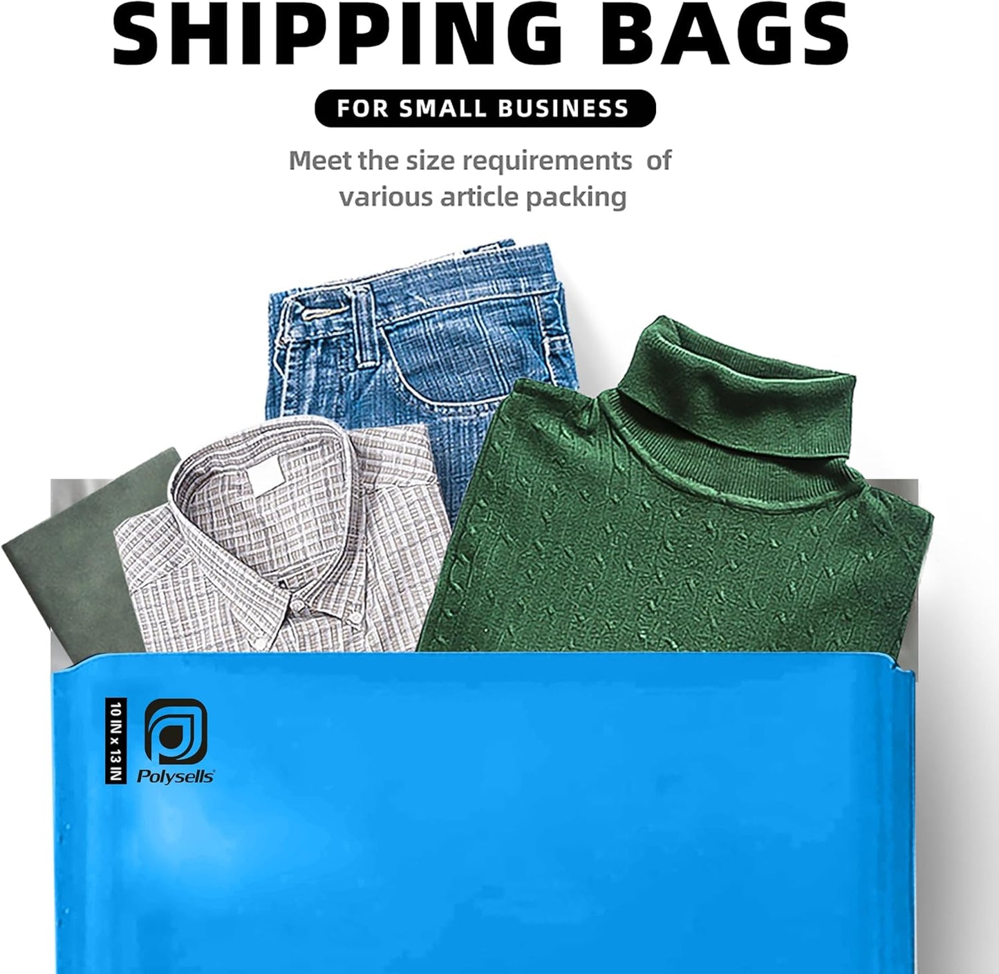 POLYSELLS 2000 pcs 10x13 Inches Blue Poly Mailers Shipping Envelopes, Strong Adhesive Sealing, Waterproof, and Tear-resistant Postal Mailing Bags for Clothing, Books, and Accessories